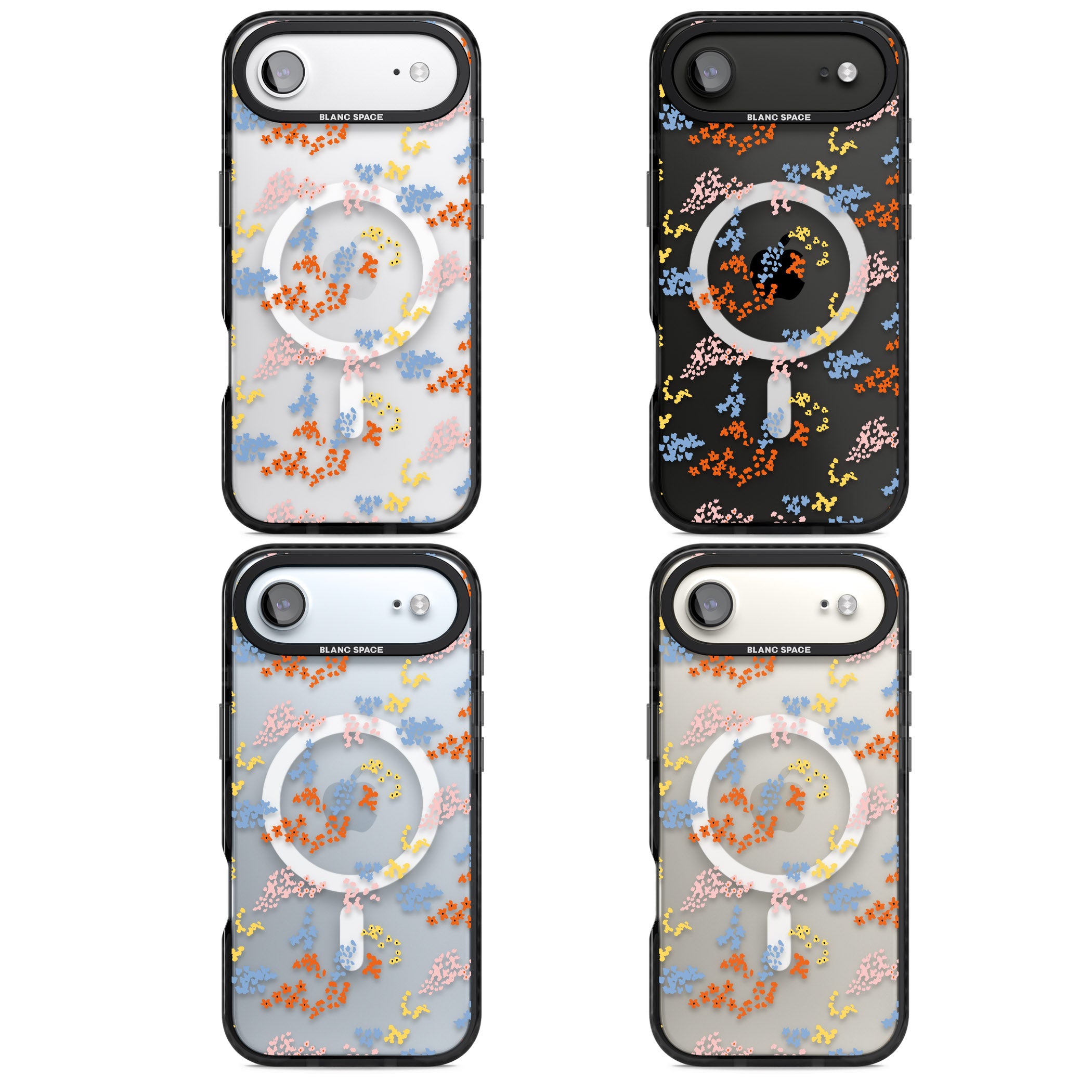 Floral Confetti: Transparent Delight iPhone 17 Air Impact Pro Black Phone Case APT Impact Protection