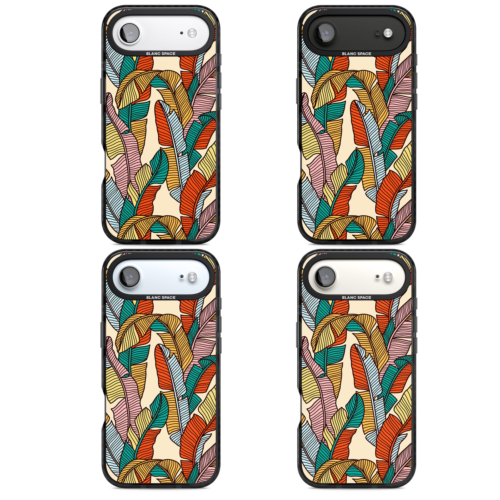 Pastel Palm Leaves iPhone 17 Air Impact Pro Black Phone Case APT Impact Protection