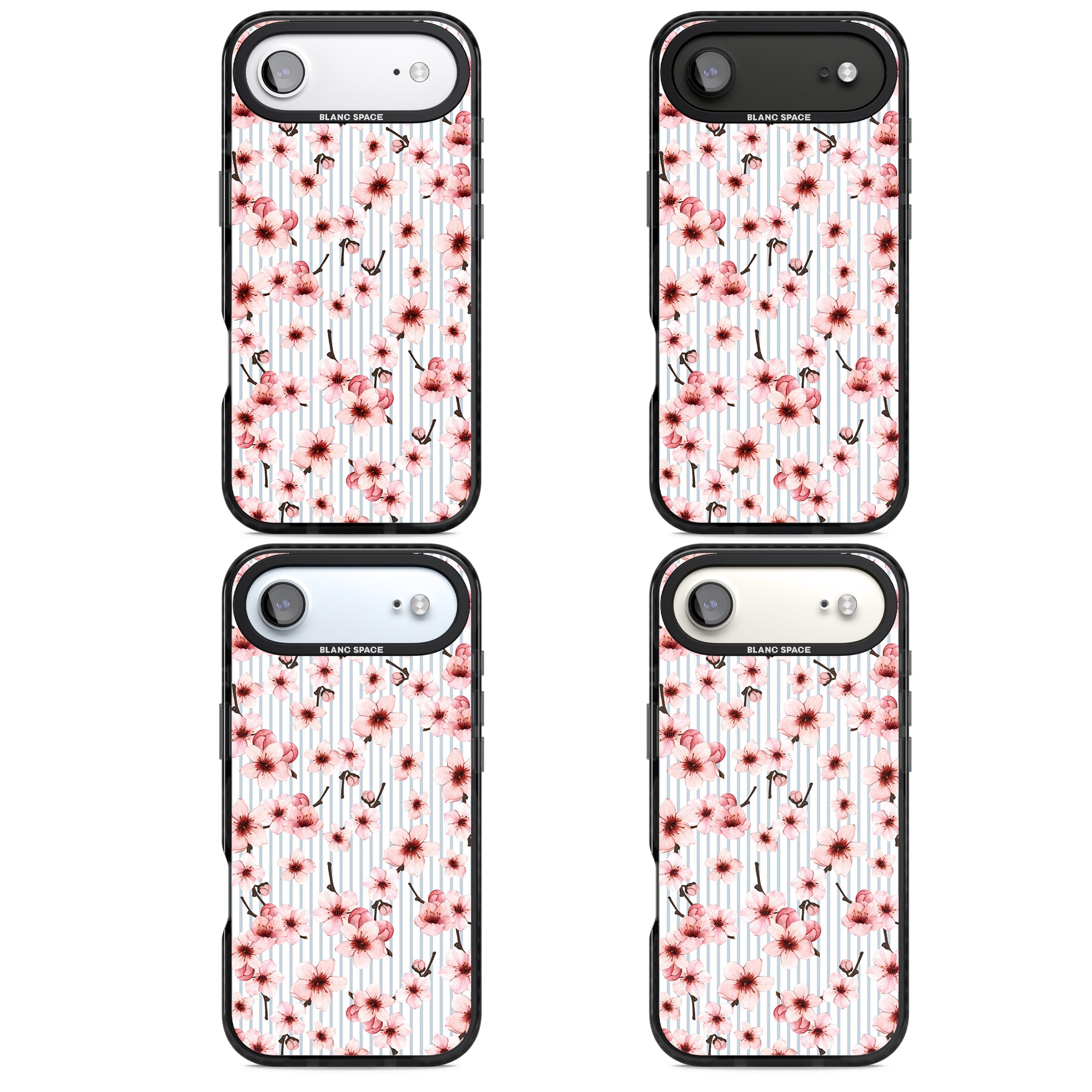 Cherry Blossoms Striped iPhone 17 Air Impact Pro Black Phone Case APT Impact Protection