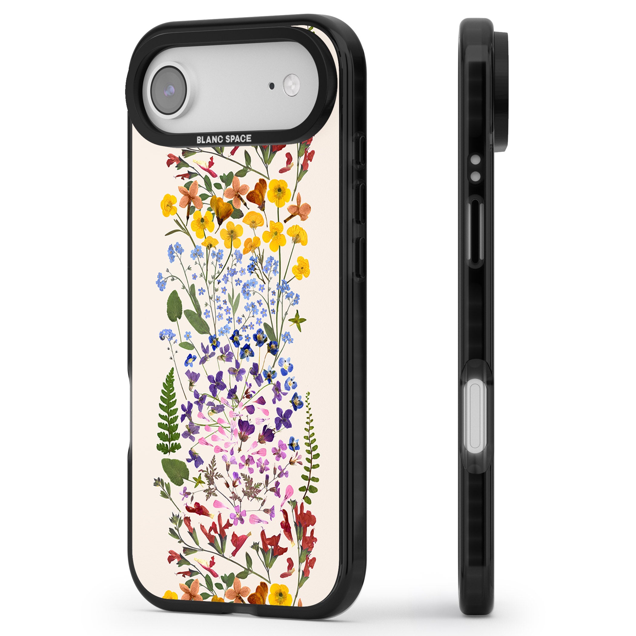 Cream Wildflower iPhone 17 Air Impact Pro Black Phone Case Side Profile
