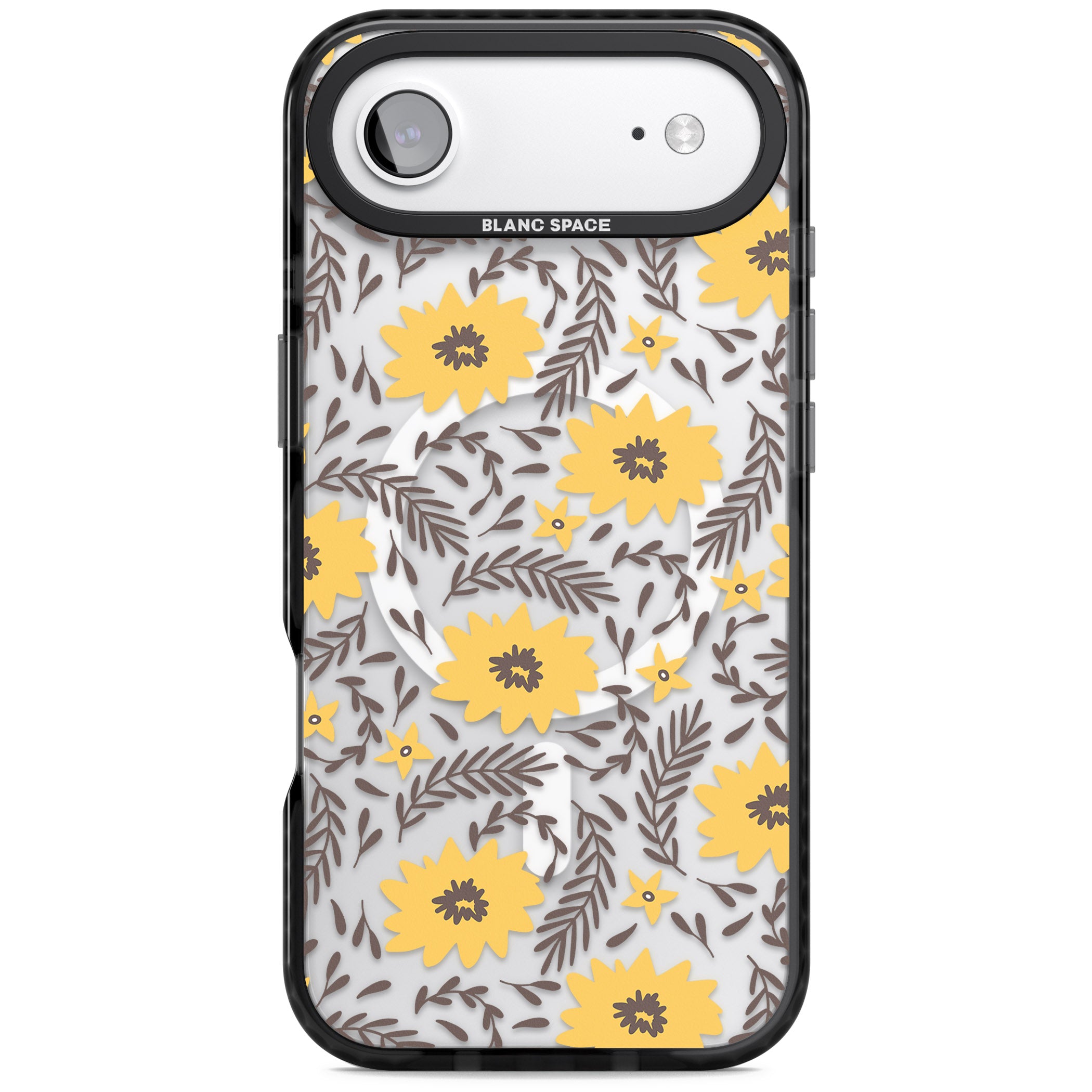 Yellow Blossoms Floral iPhone 17 Air Impact Pro Black Phone Case