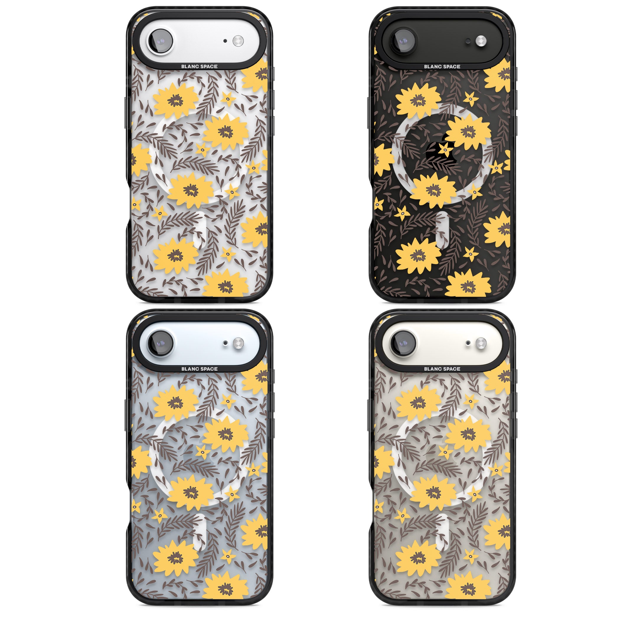 Yellow Blossoms Floral iPhone 17 Air Impact Pro Black Phone Case APT Impact Protection