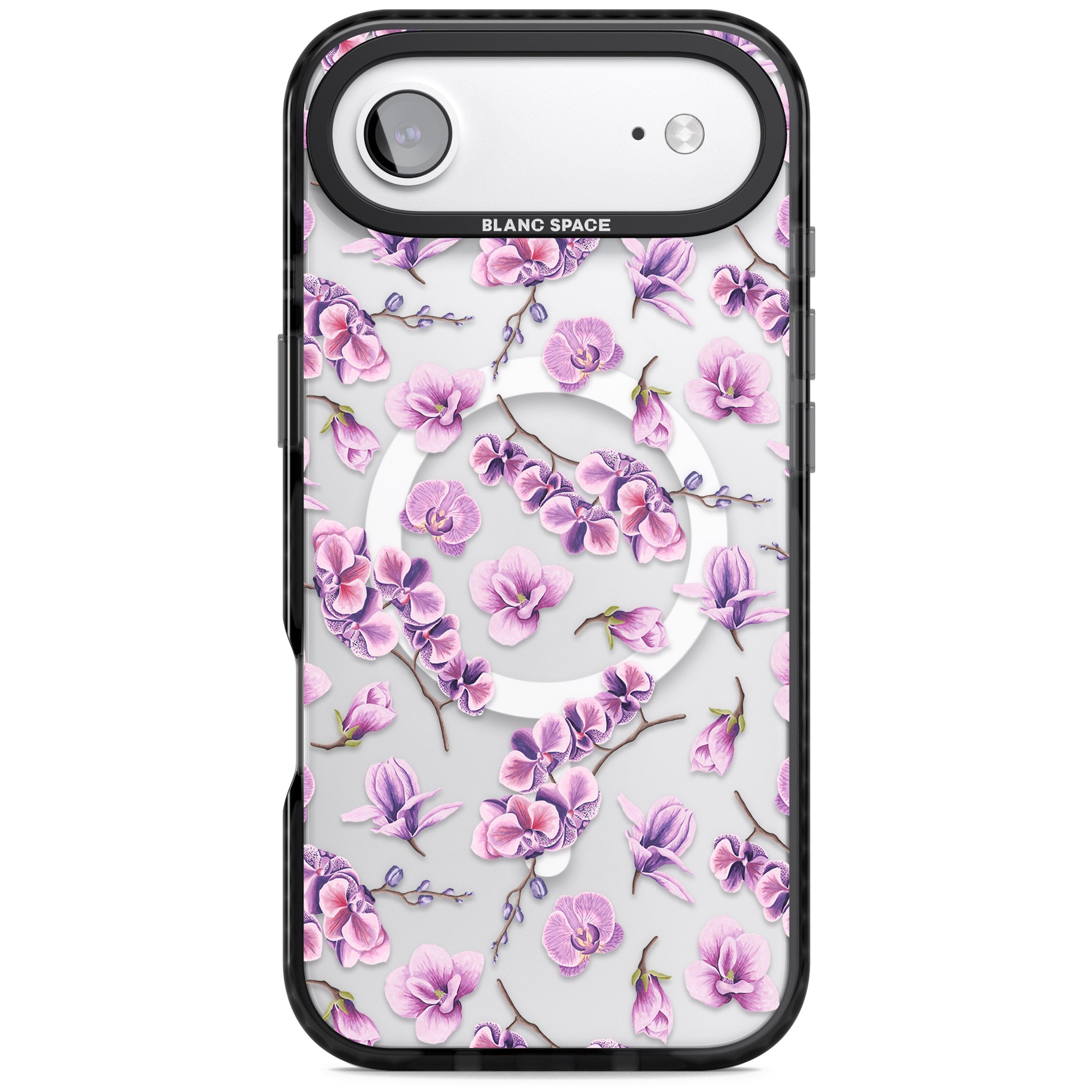 Purple Orchids Floral iPhone 17 Air Impact Pro Black Phone Case