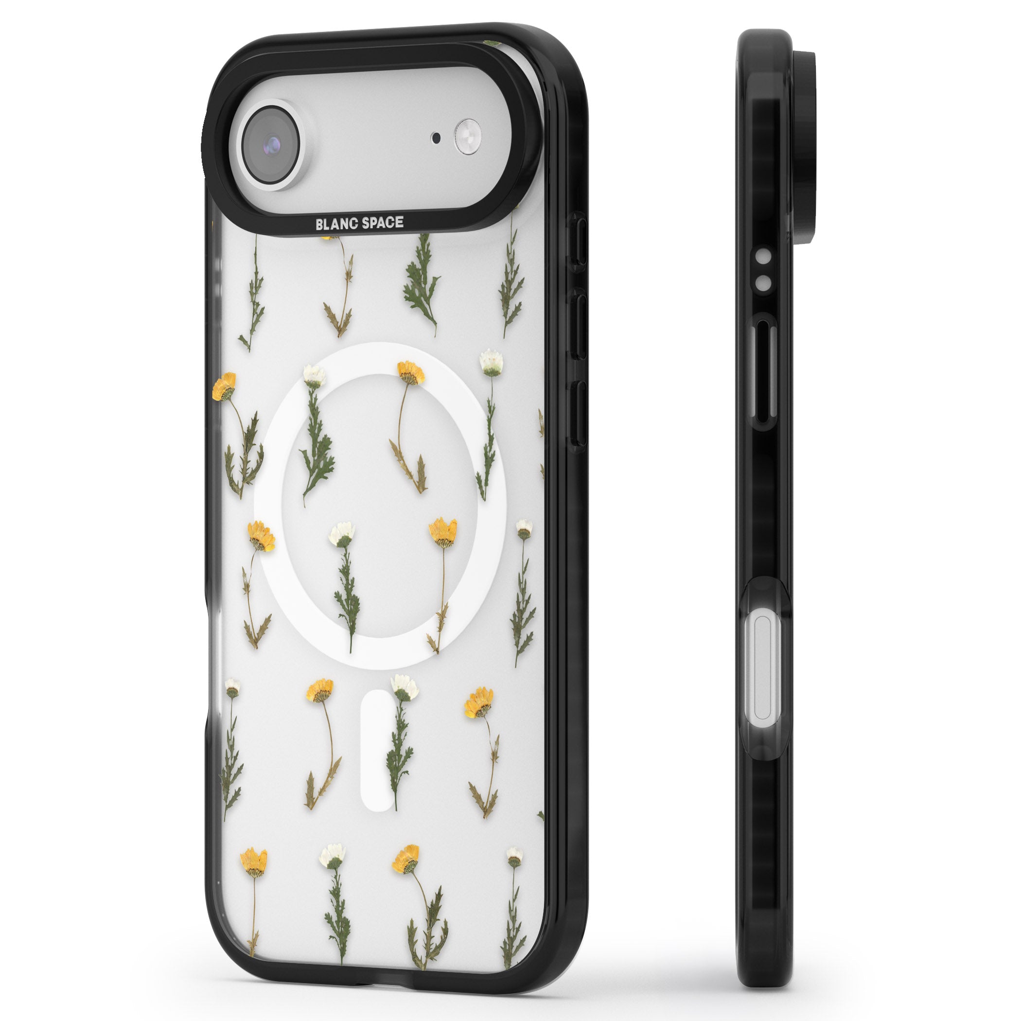 Pressed Flower iPhone 17 Air Impact Pro Black Phone Case Side Profile