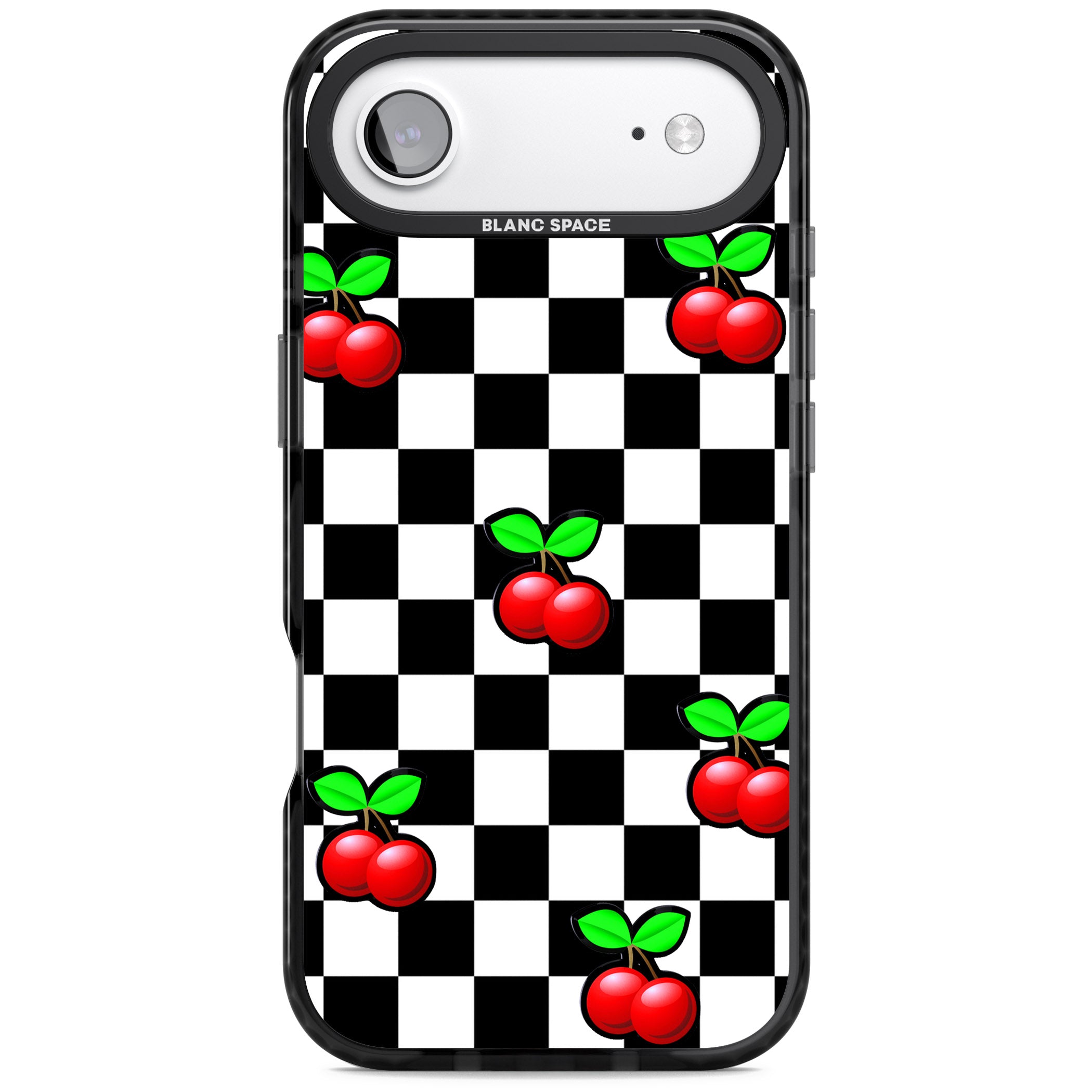 Checkered Cherry iPhone 17 Air Impact Pro Black Phone Case