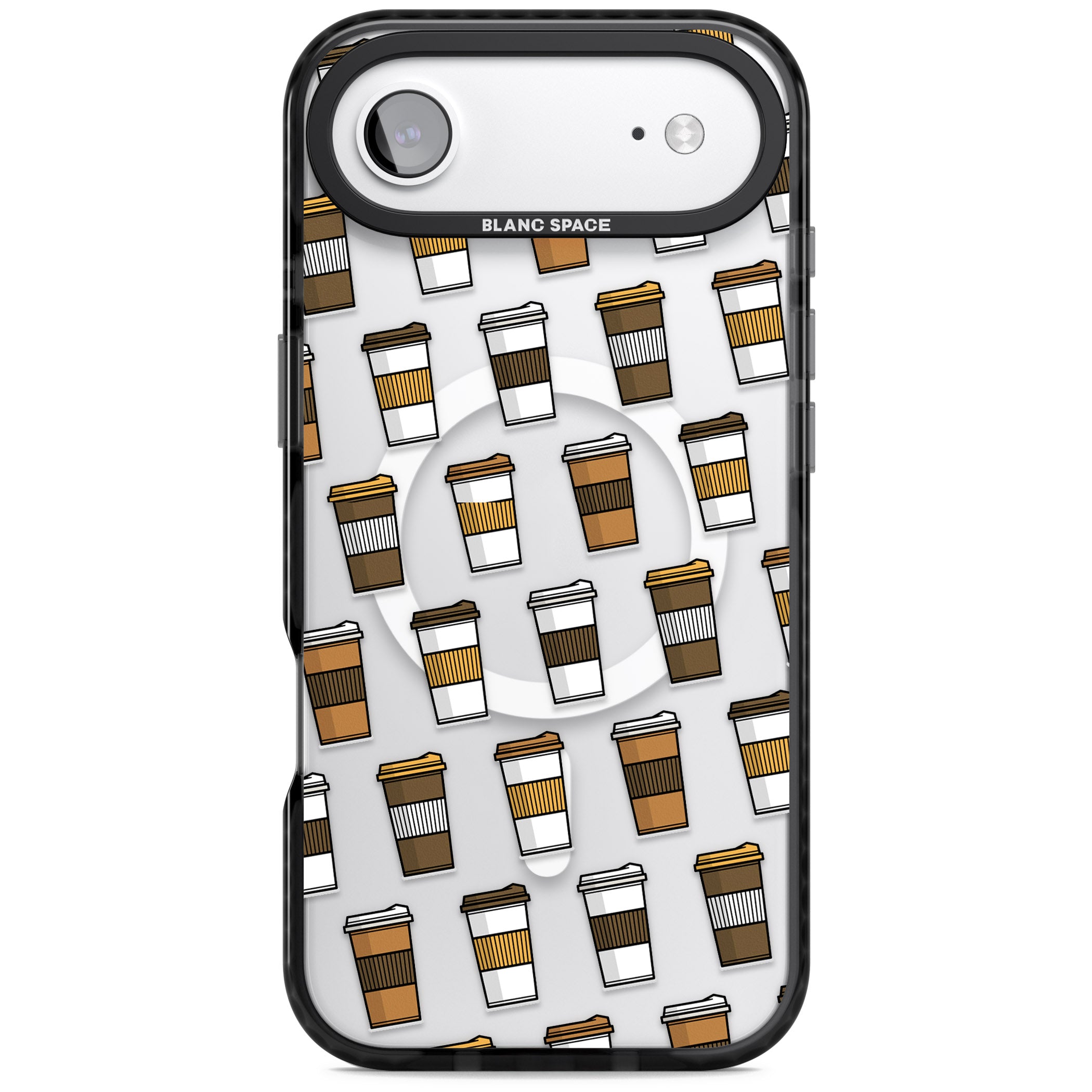 Coffee Cup Pattern iPhone 17 Air Impact Pro Black Phone Case