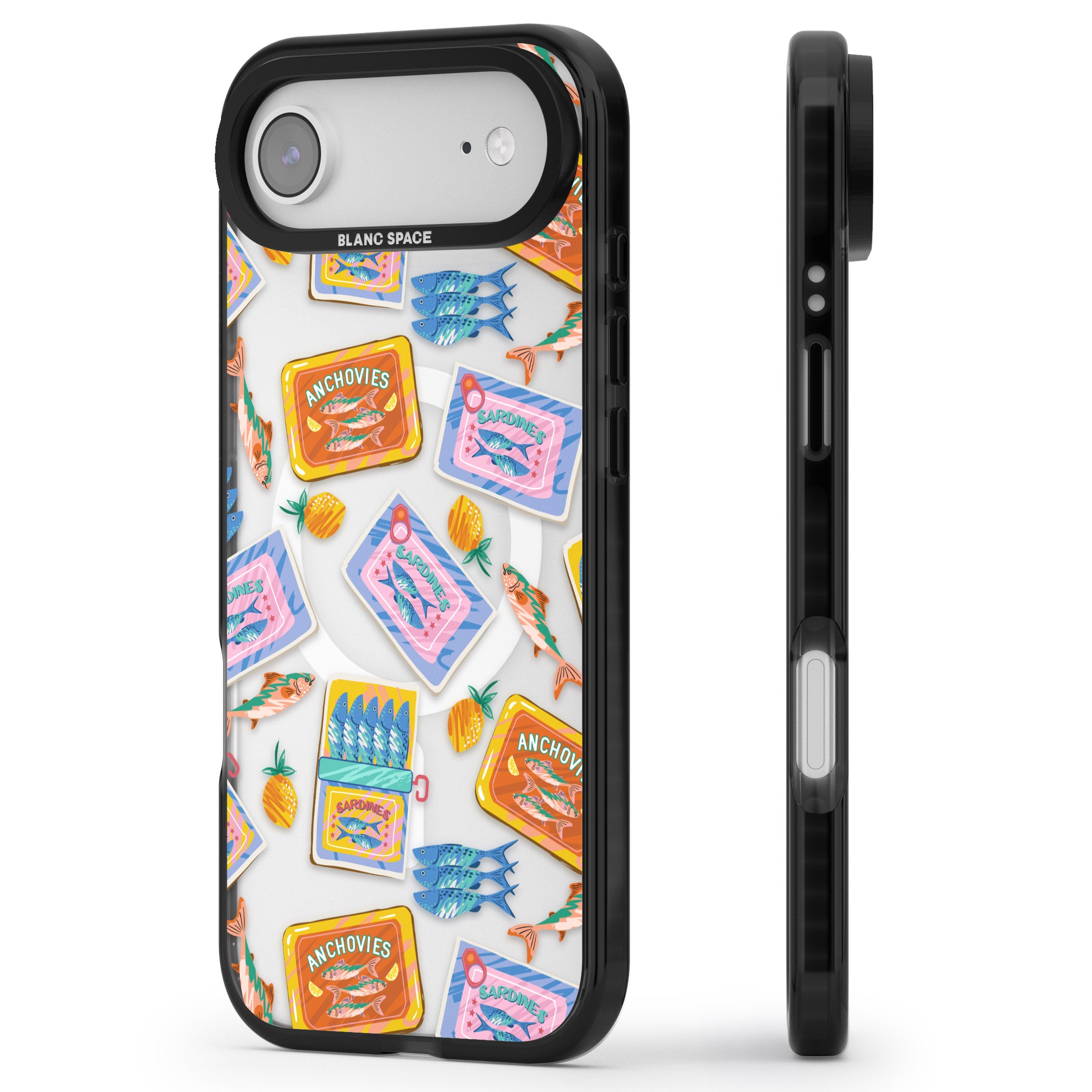 Sardines & Anchovies iPhone 17 Air Impact Pro Black Phone Case Side Profile