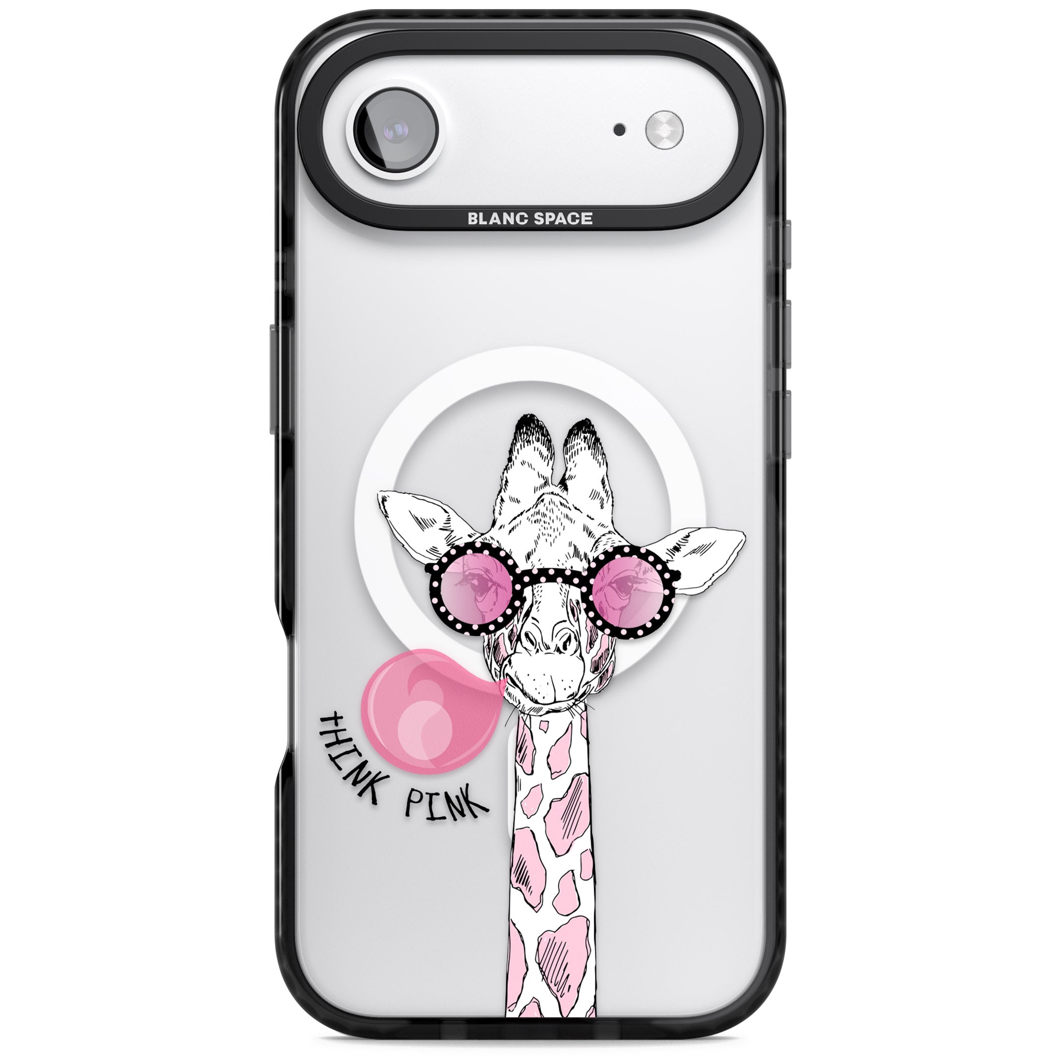 Think Pink Giraffe iPhone 17 Air Impact Pro Black Phone Case