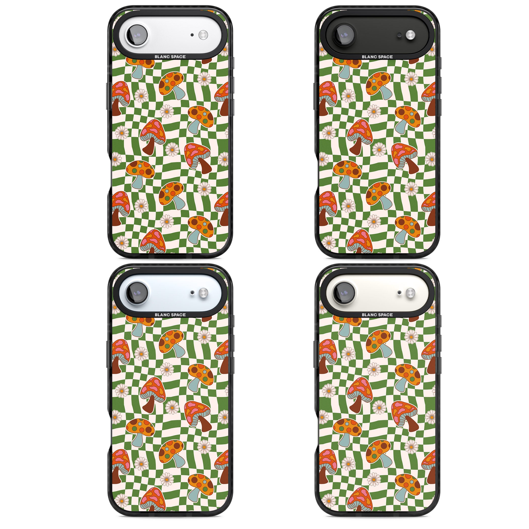 Wavy Checked Shroom & Bloom iPhone 17 Air Impact Pro Black Phone Case APT Impact Protection