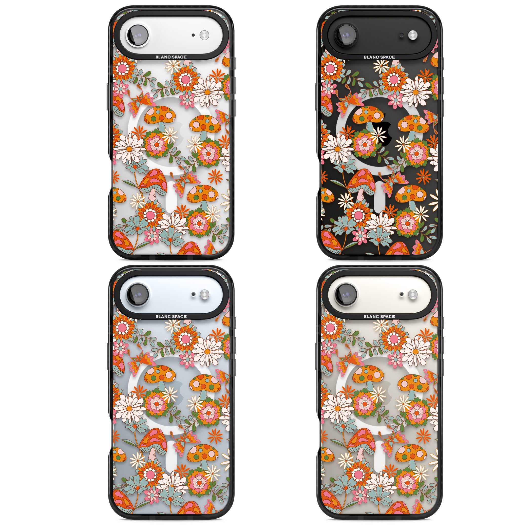 Groovy Shrooms & Flowers iPhone 17 Air Impact Pro Black Phone Case APT Impact Protection