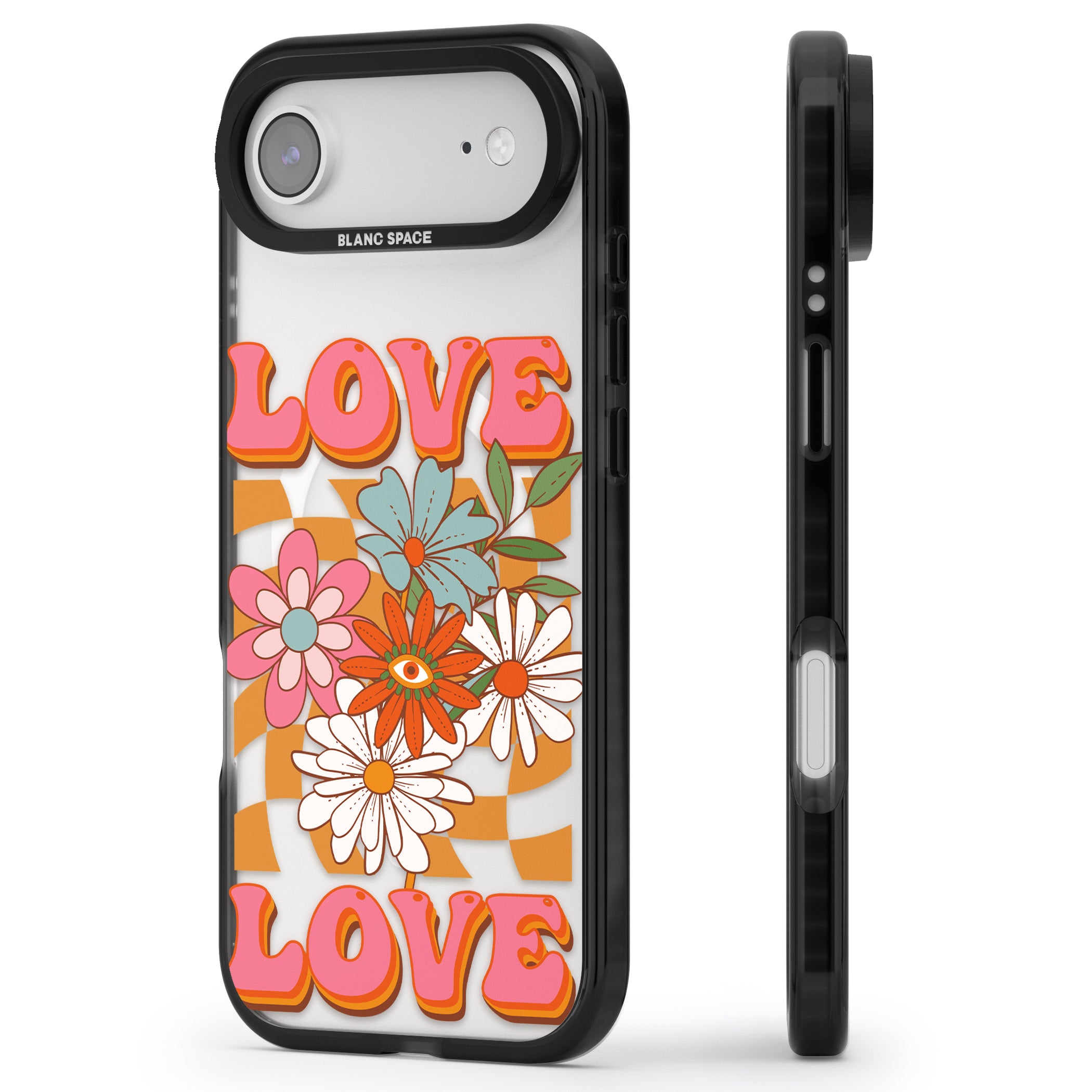 Love Bloom iPhone 17 Air Impact Pro Black Phone Case Side Profile