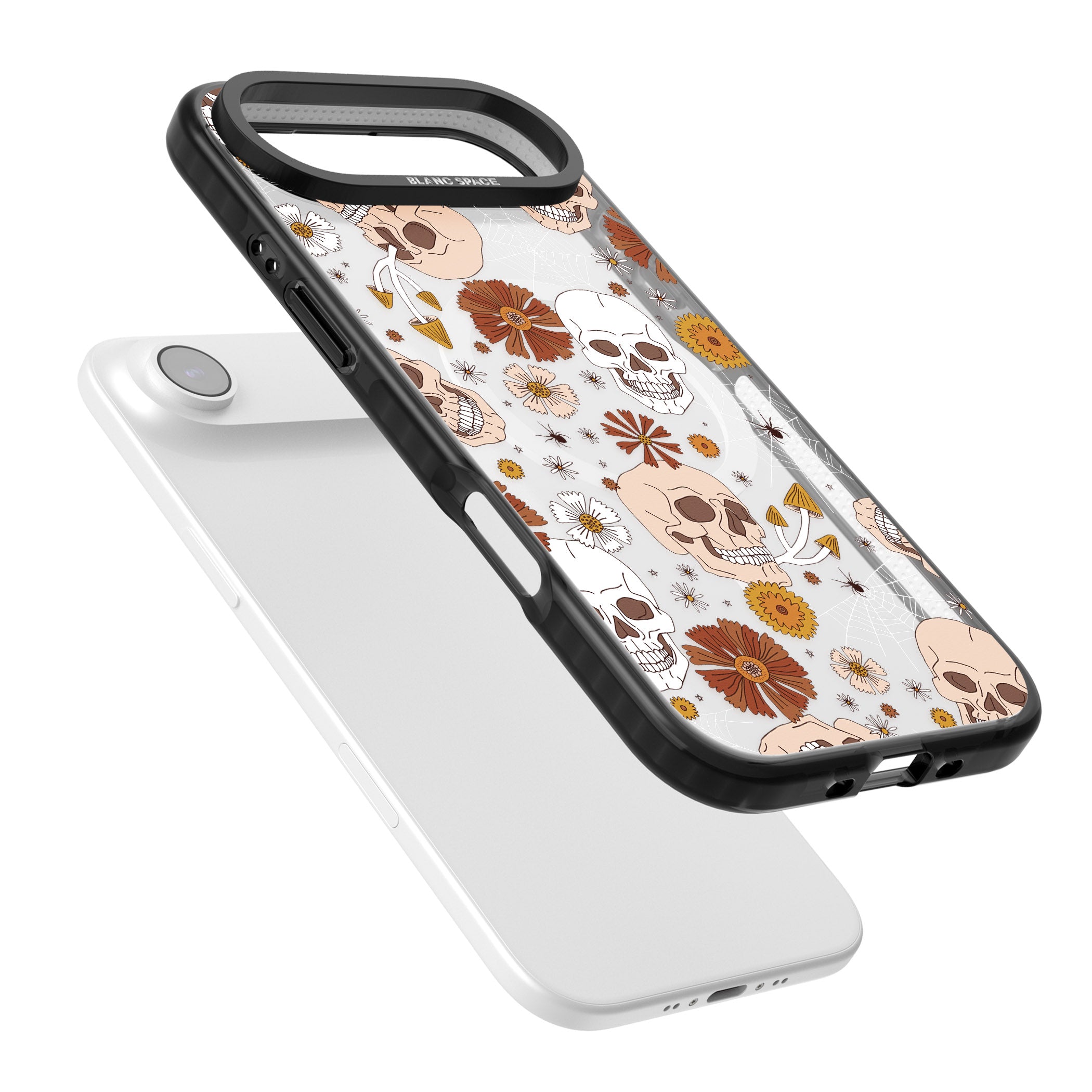 Halloween Skulls And Flowers iPhone 17 Air Impact Pro Black Phone Case Colours