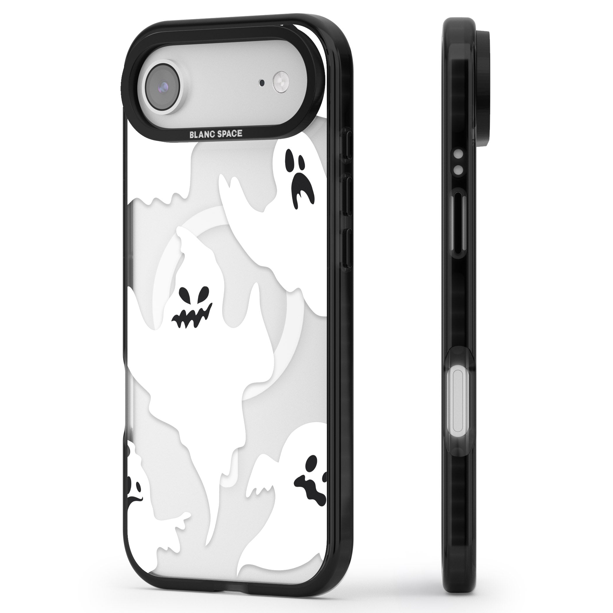 Ghost Pattern iPhone 17 Air Impact Pro Black Phone Case Side Profile