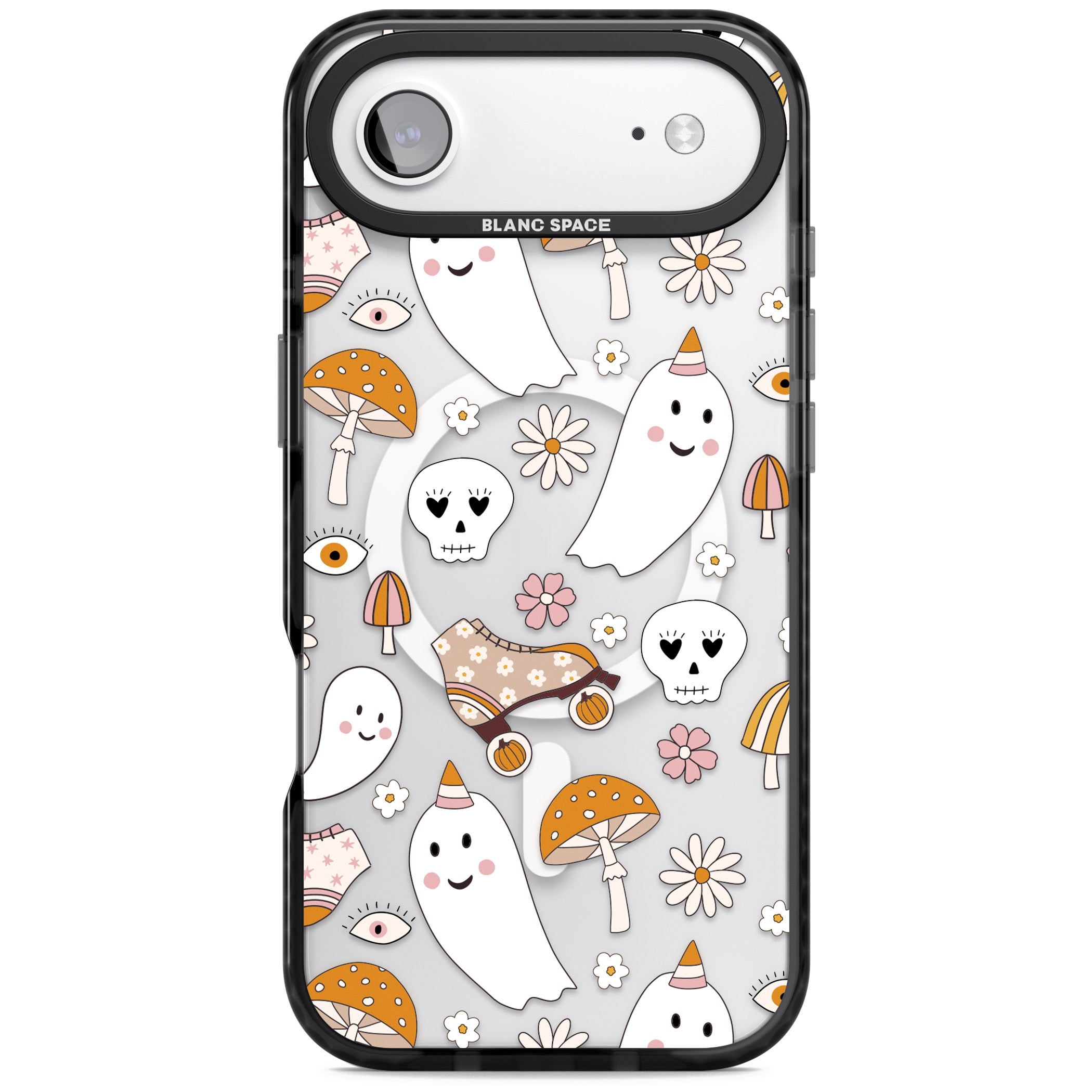 Cute Ghost And Skulls Pattern iPhone 17 Air Impact Pro Black Phone Case