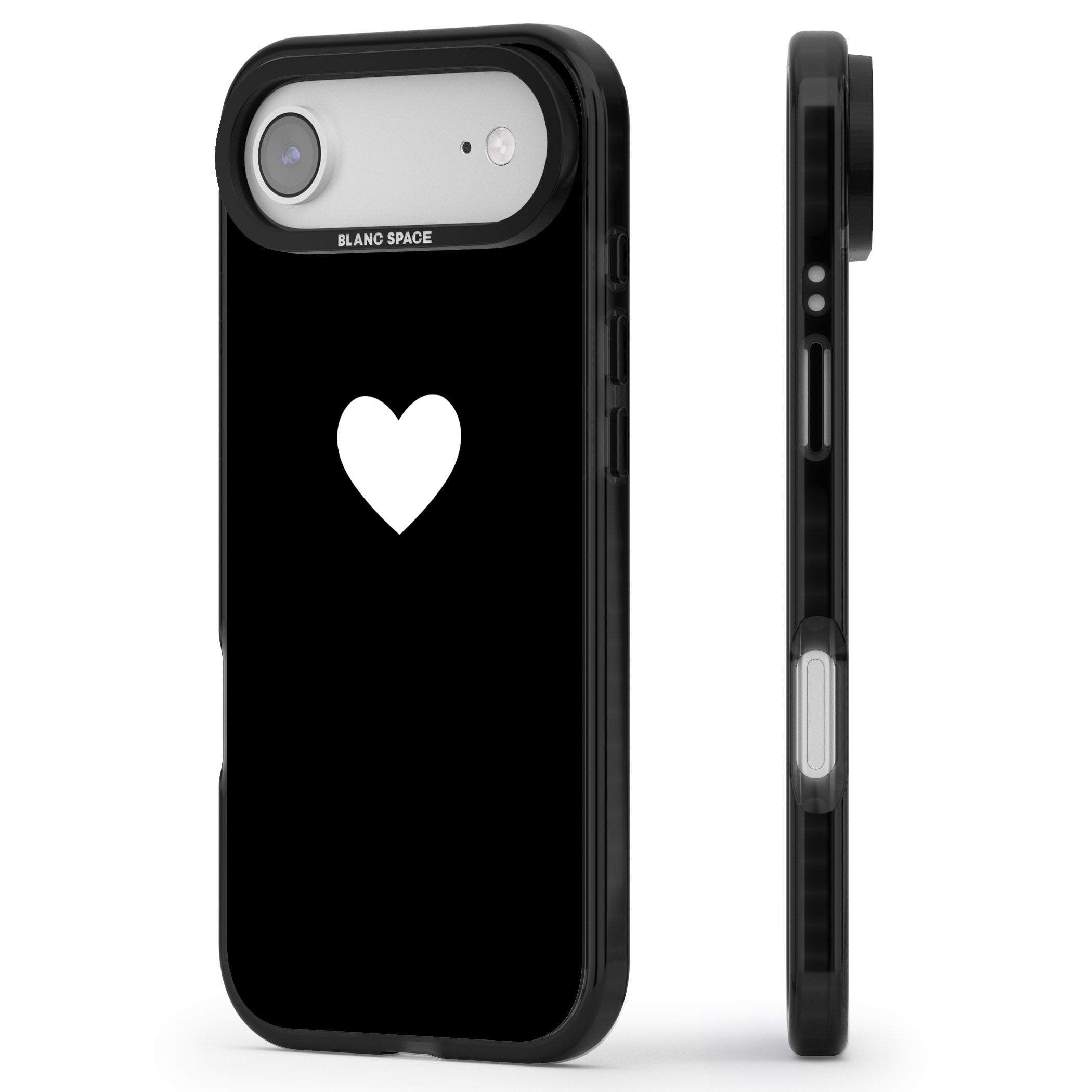 Single Heart Design: White & iPhone 17 Air Impact Pro Black Phone Case Side Profile