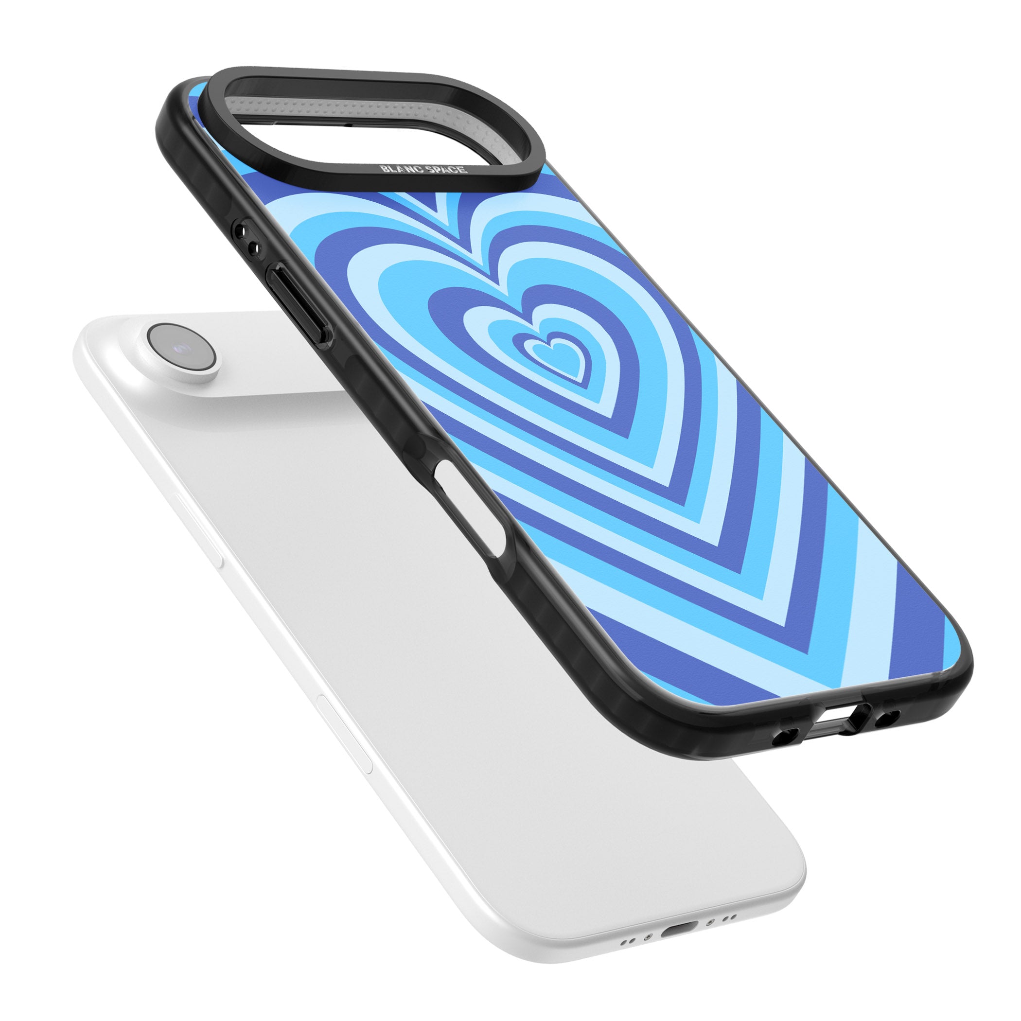 Blue Heart Illusion iPhone 17 Air Impact Pro Black Phone Case Colours