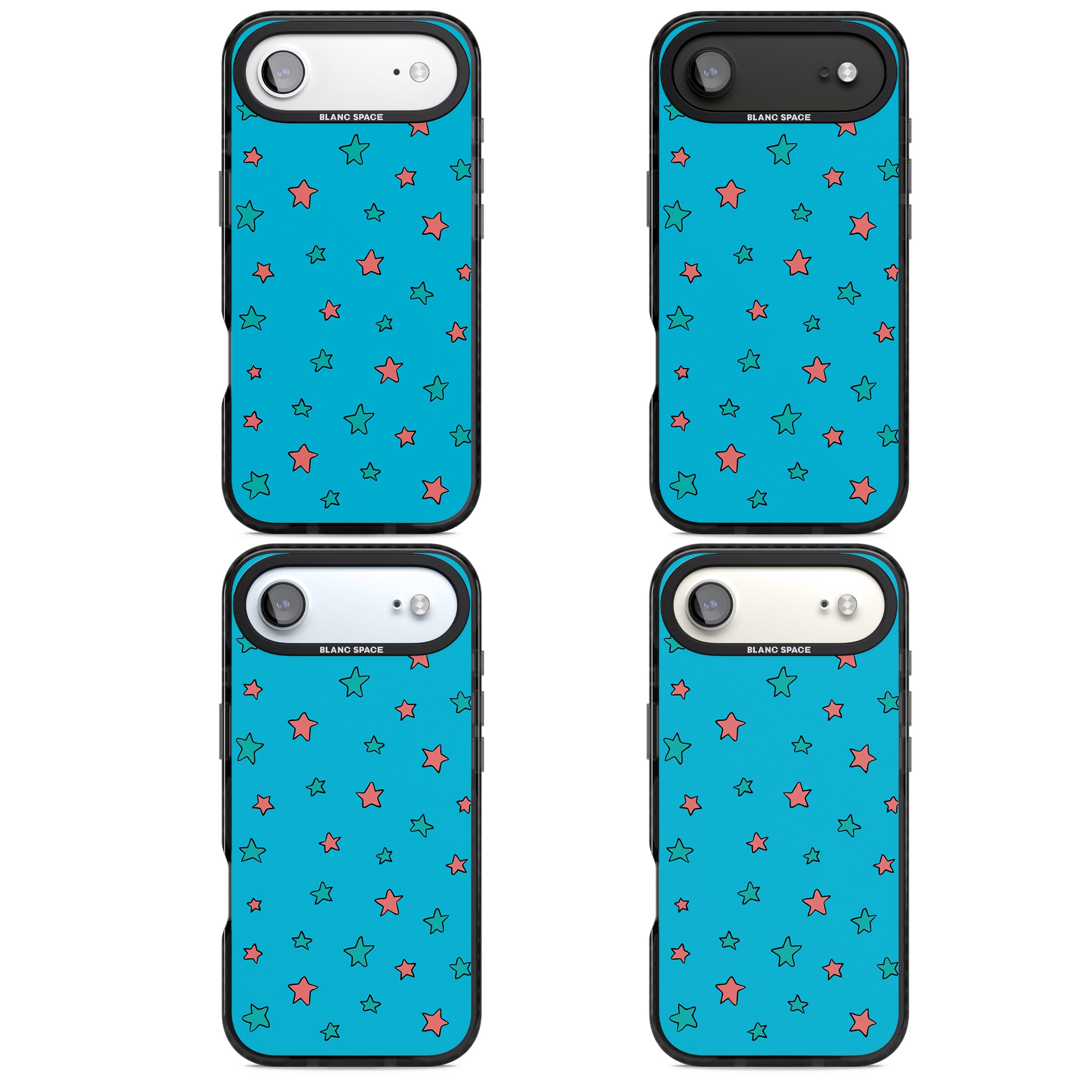 Blue Heartstopper Stars Pattern iPhone 17 Air Impact Pro Black Phone Case APT Impact Protection