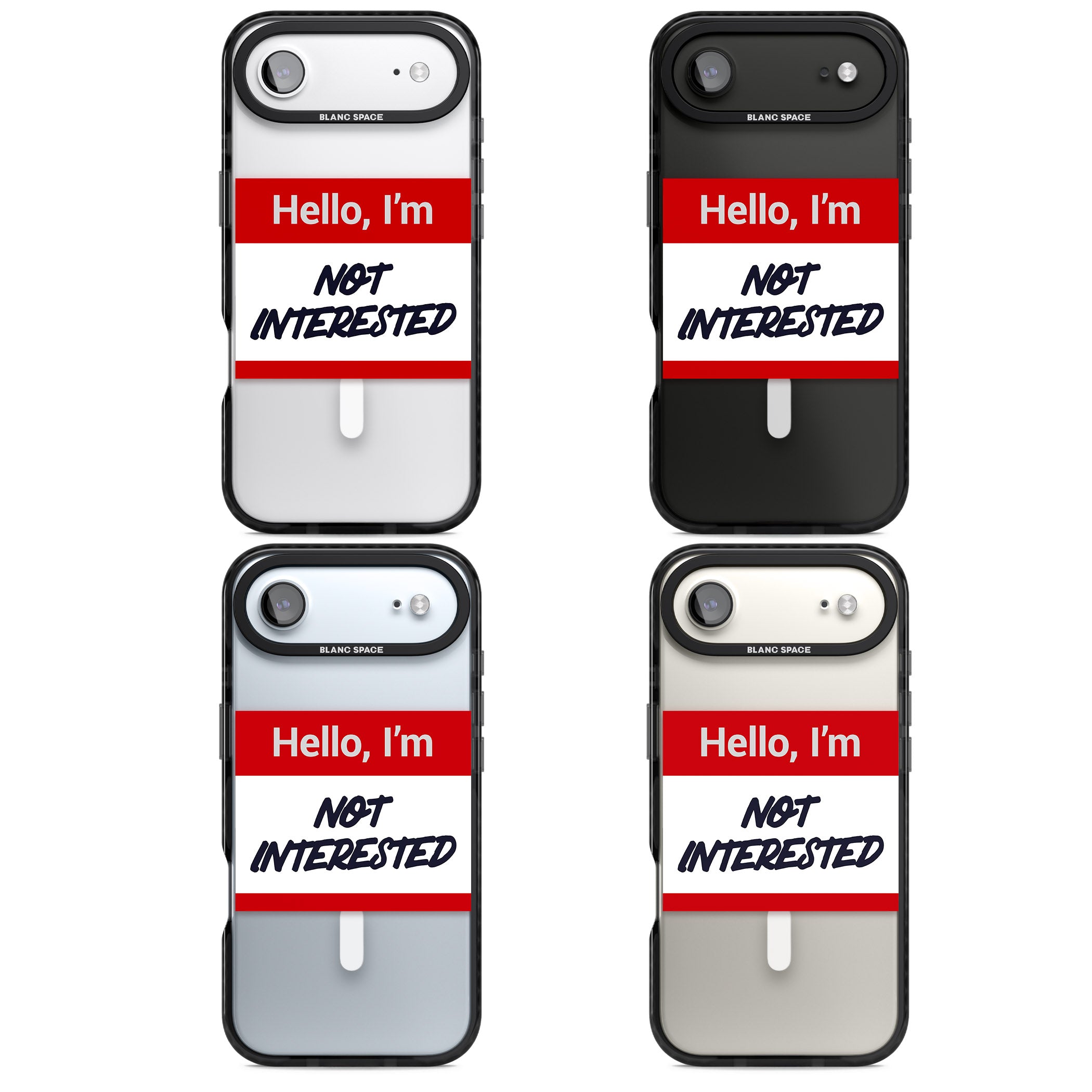 Funny Hello Name Tag Not Interested iPhone 17 Air Impact Pro Black Phone Case APT Impact Protection