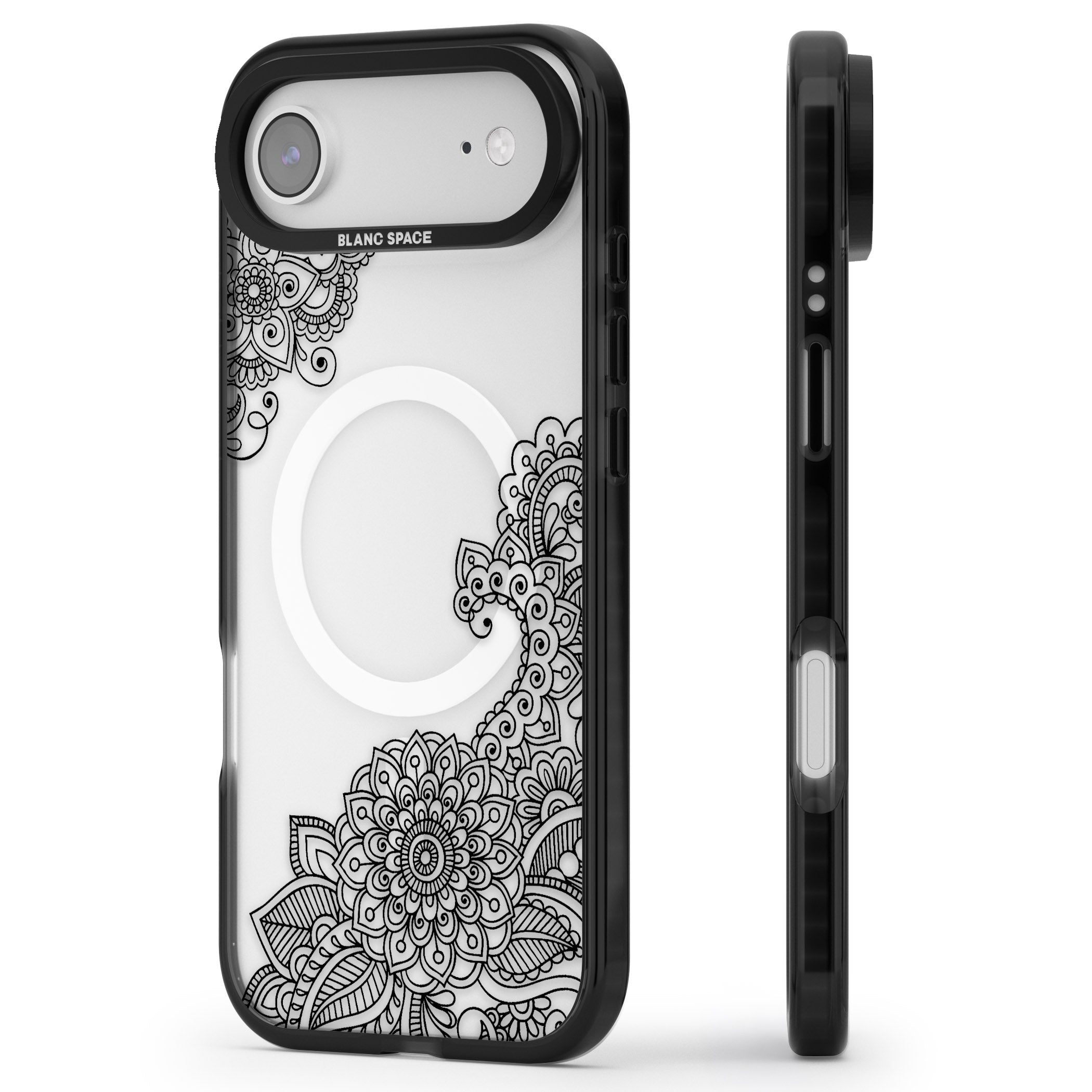 Black Henna Botanicals iPhone 17 Air Impact Pro Black Phone Case Side Profile