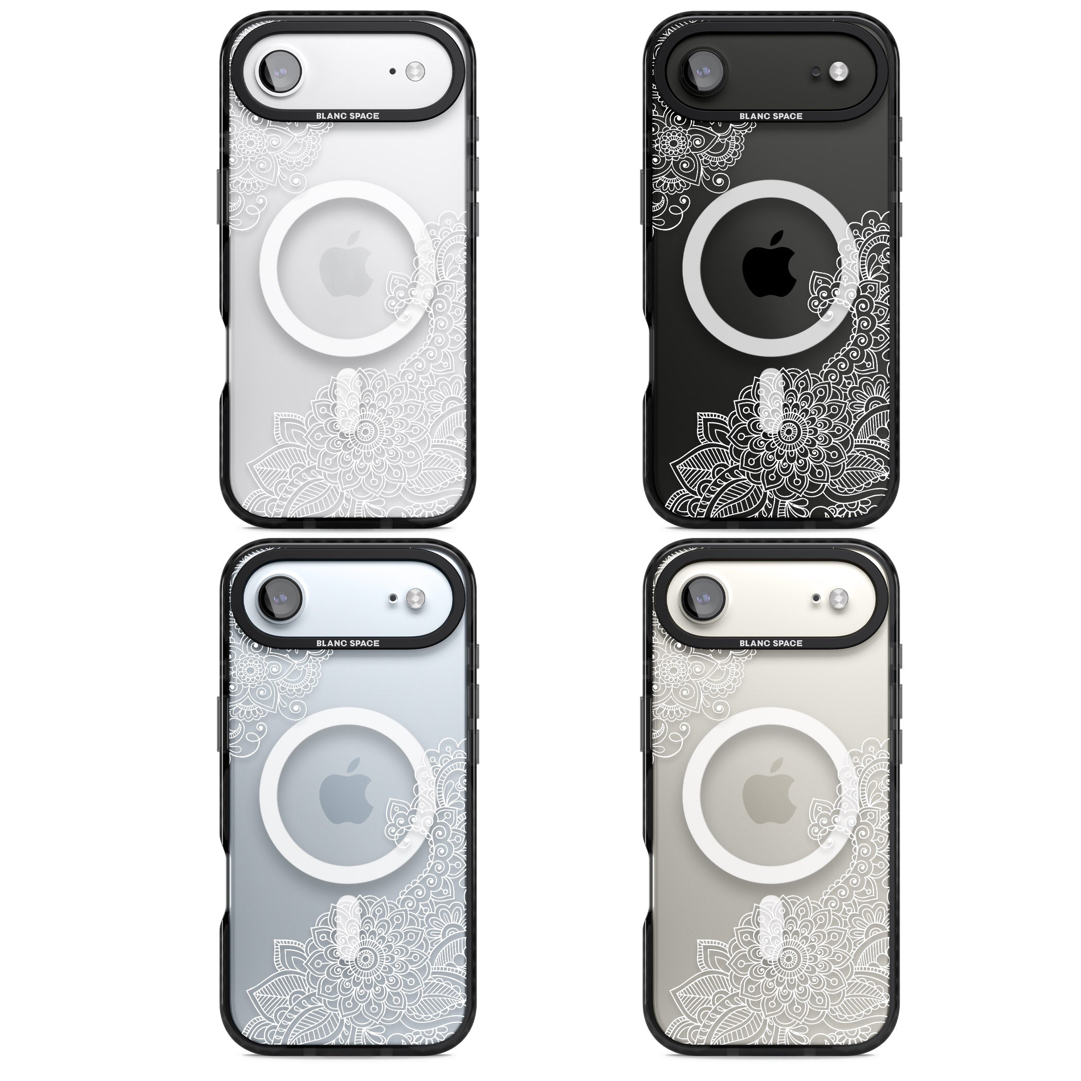 White Henna Botanicals iPhone 17 Air Impact Pro Black Phone Case APT Impact Protection