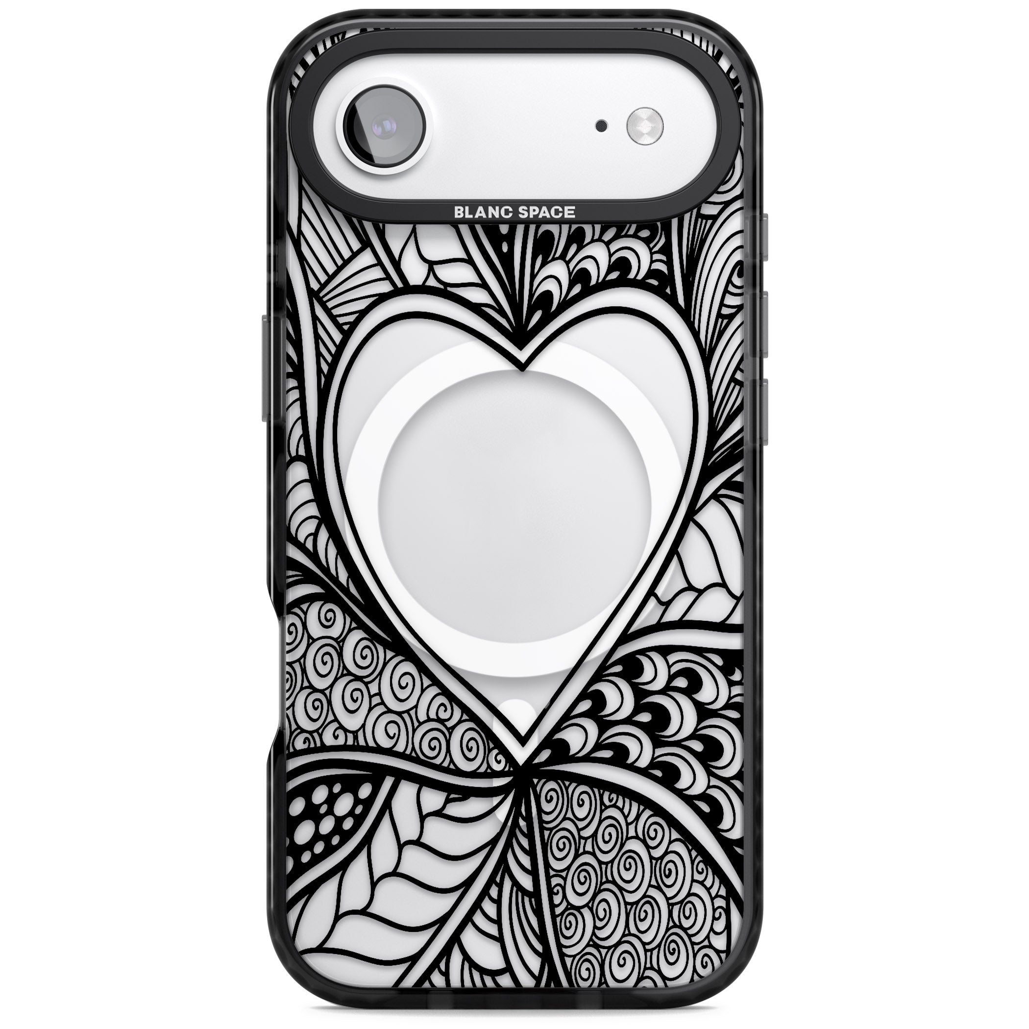 Black Henna Heart iPhone 17 Air Impact Pro Black Phone Case