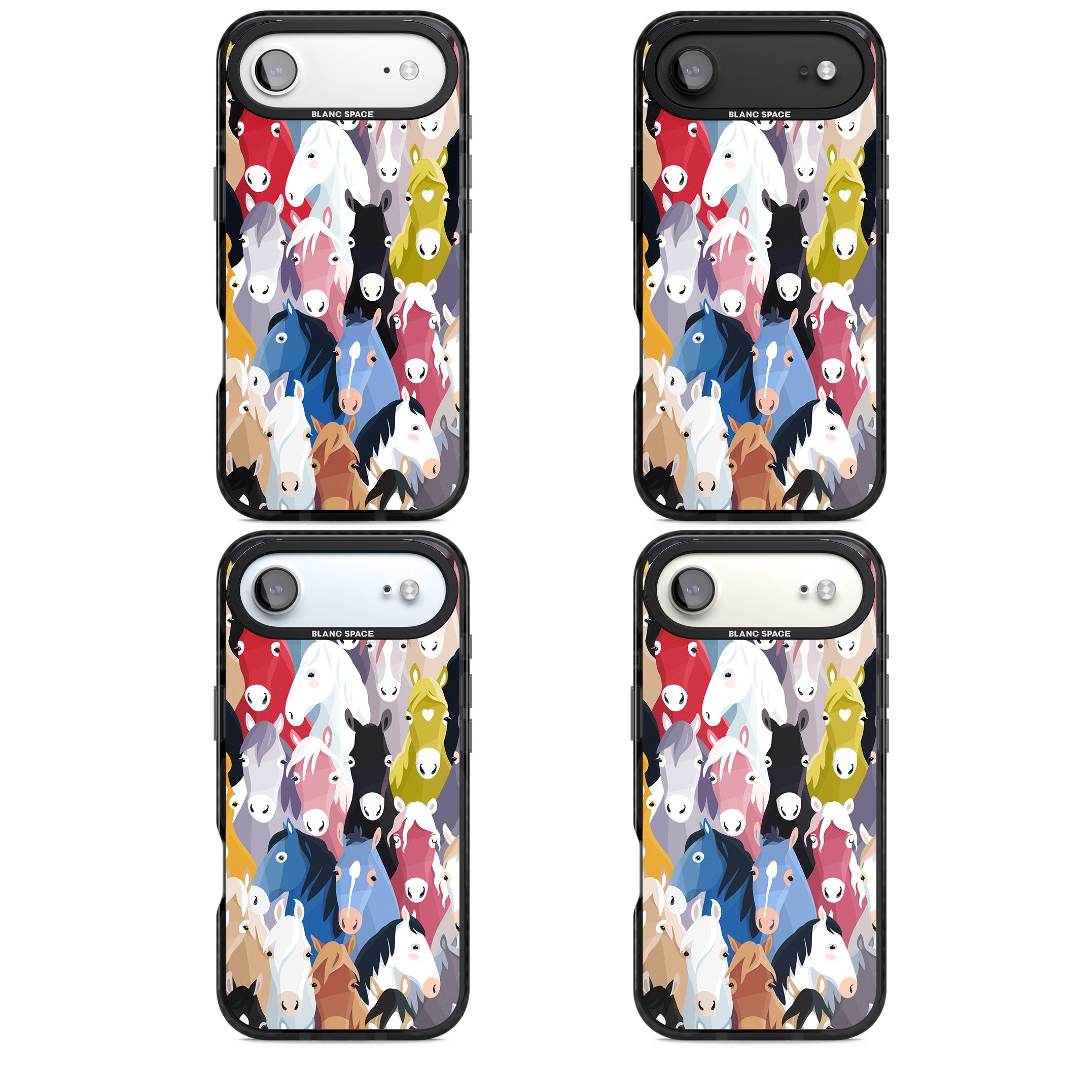 Colourful Horse Pattern iPhone 17 Air Impact Pro Black Phone Case APT Impact Protection