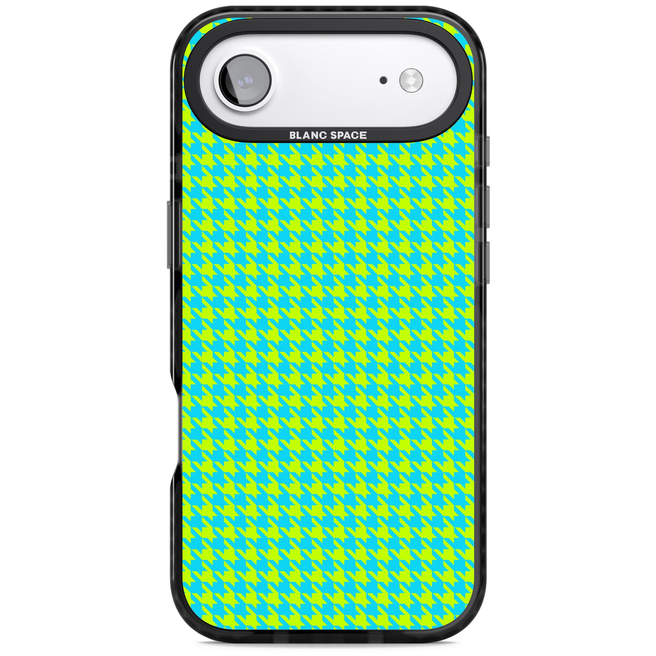 Neon Lime & Turquoise Houndstooth iPhone 17 Air Impact Pro Black Phone Case