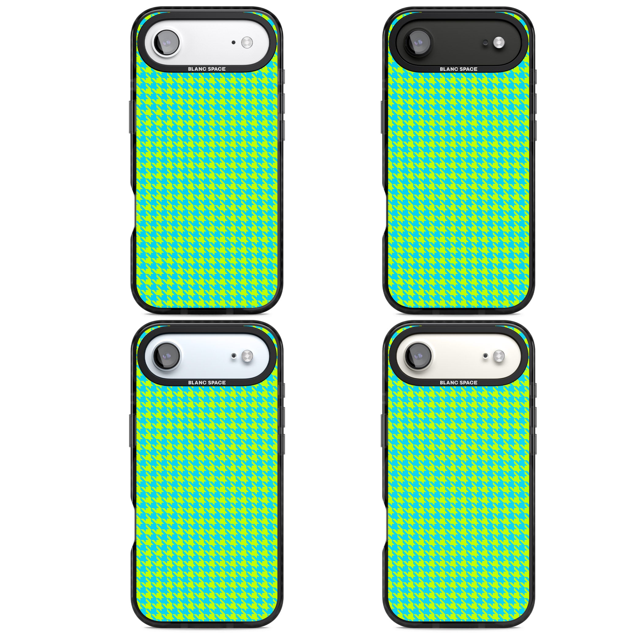 Neon Lime & Turquoise Houndstooth iPhone 17 Air Impact Pro Black Phone Case APT Impact Protection