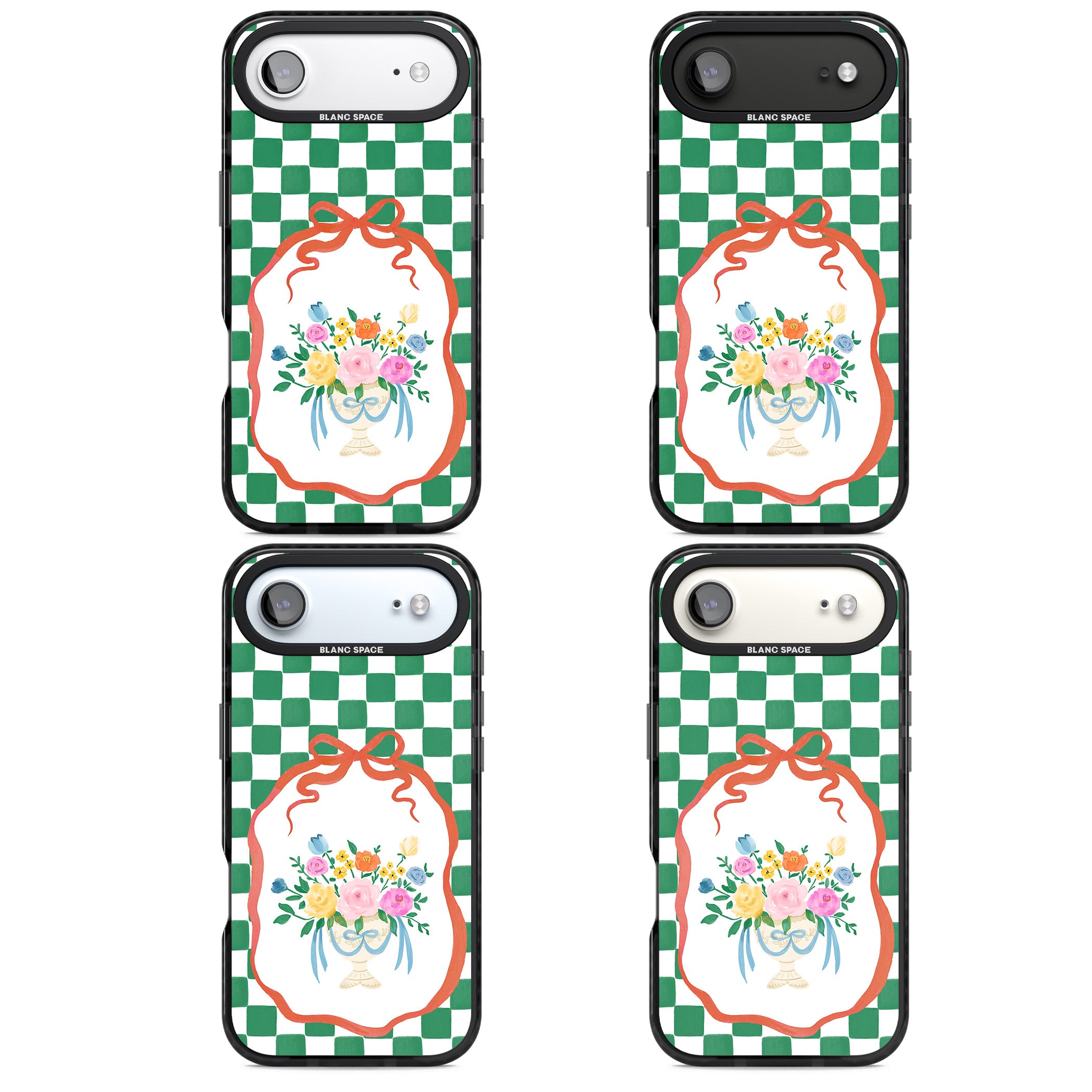 Green Checked Bouquet iPhone 17 Air Impact Pro Black Phone Case APT Impact Protection