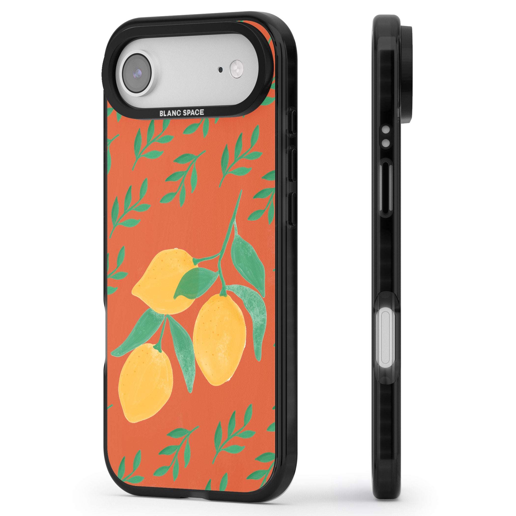 Tuscan Lemons iPhone 17 Air Impact Pro Black Phone Case Side Profile
