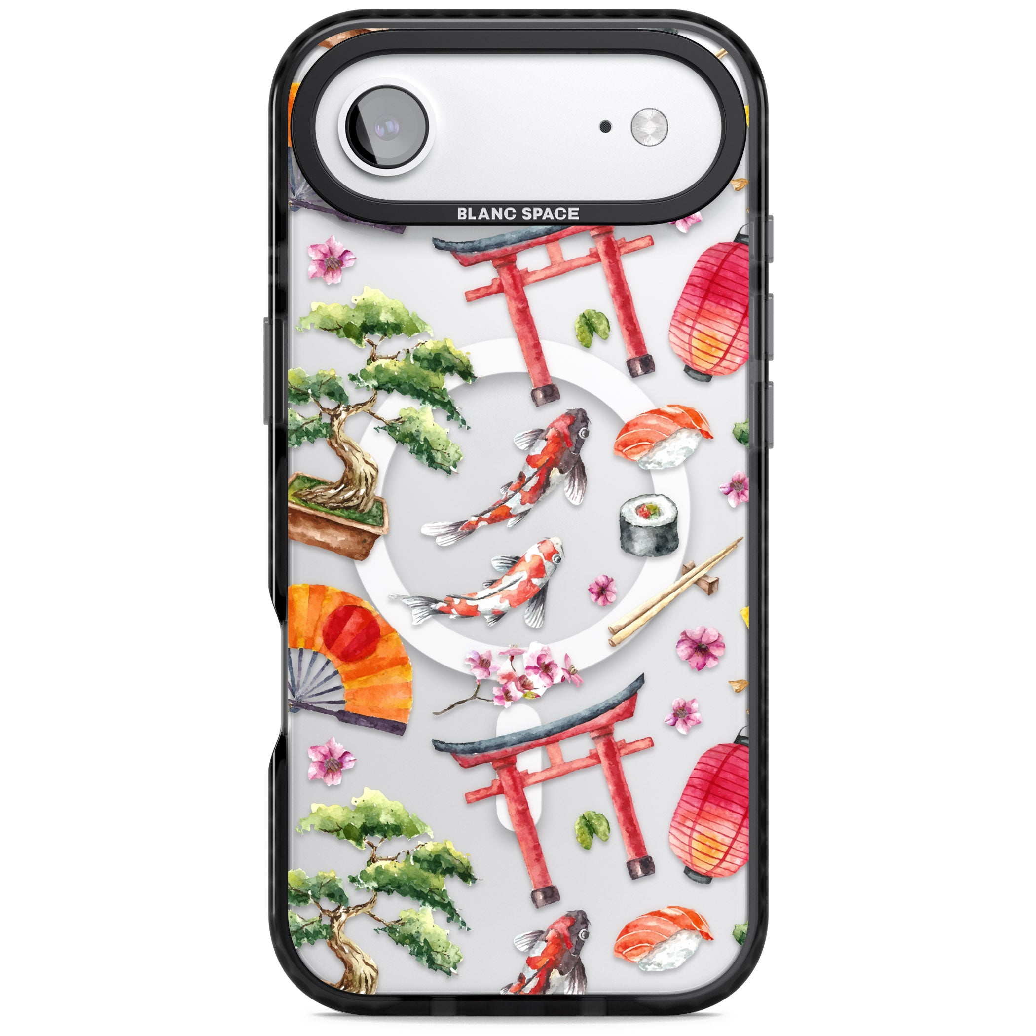 Japanese Watercolor iPhone 17 Air Impact Pro Black Phone Case