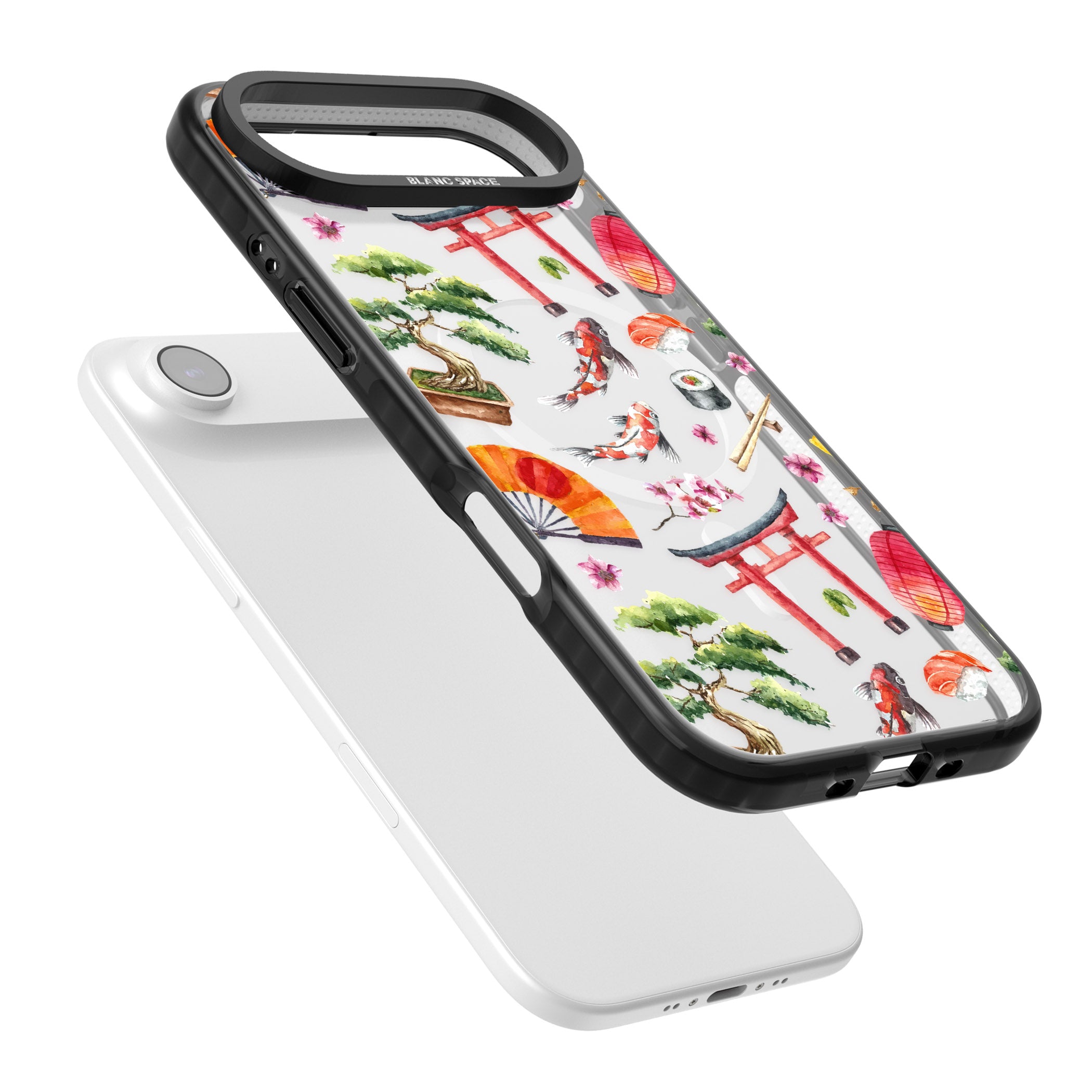 Japanese Watercolor iPhone 17 Air Impact Pro Black Phone Case Colours