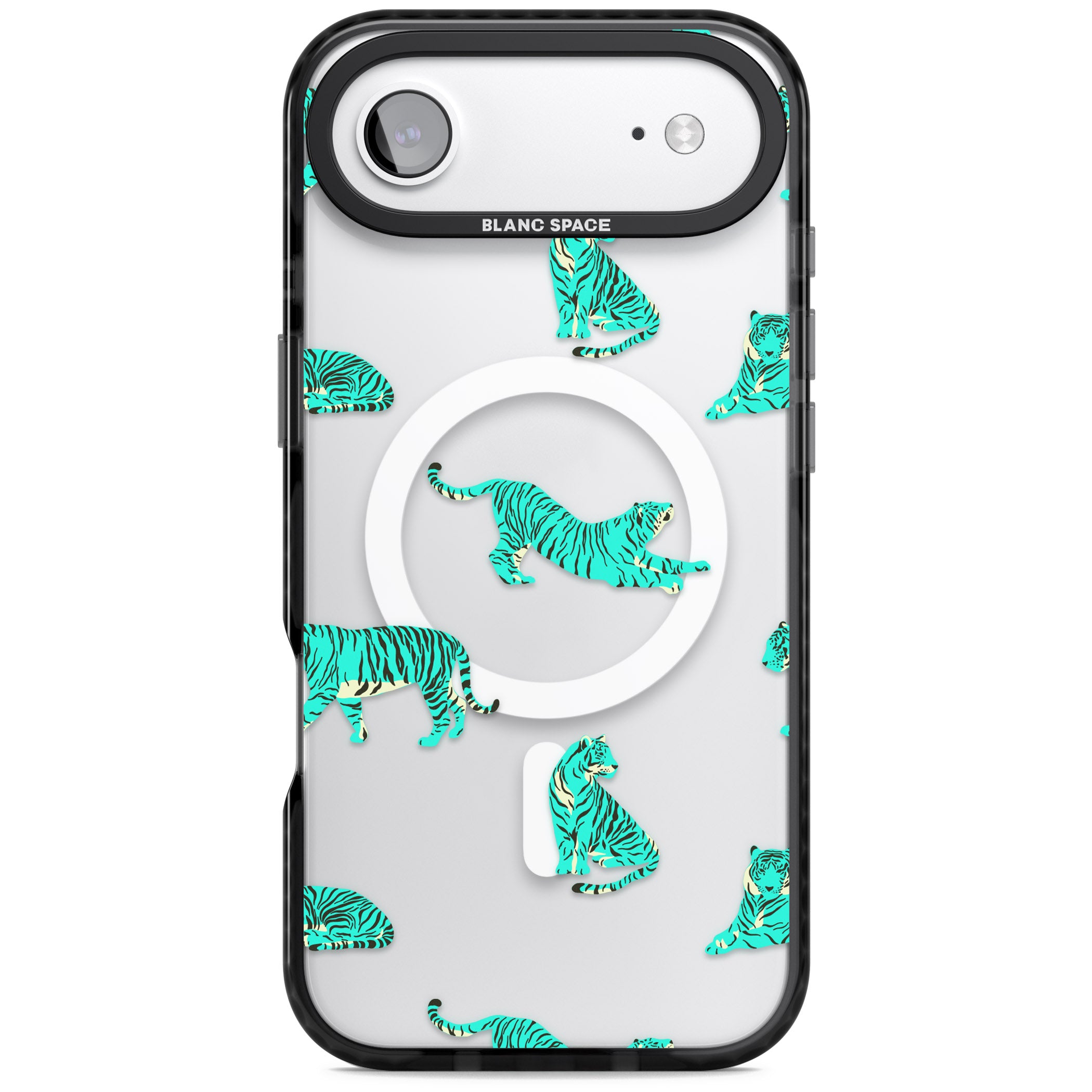 Turquoise Tiger iPhone 17 Air Impact Pro Black Phone Case