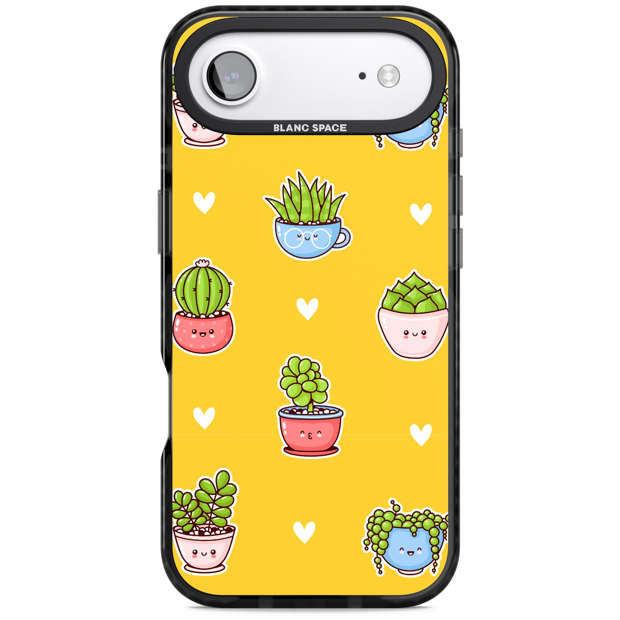 Plant Faces Kawaii Pattern iPhone 17 Air Impact Pro Black Phone Case