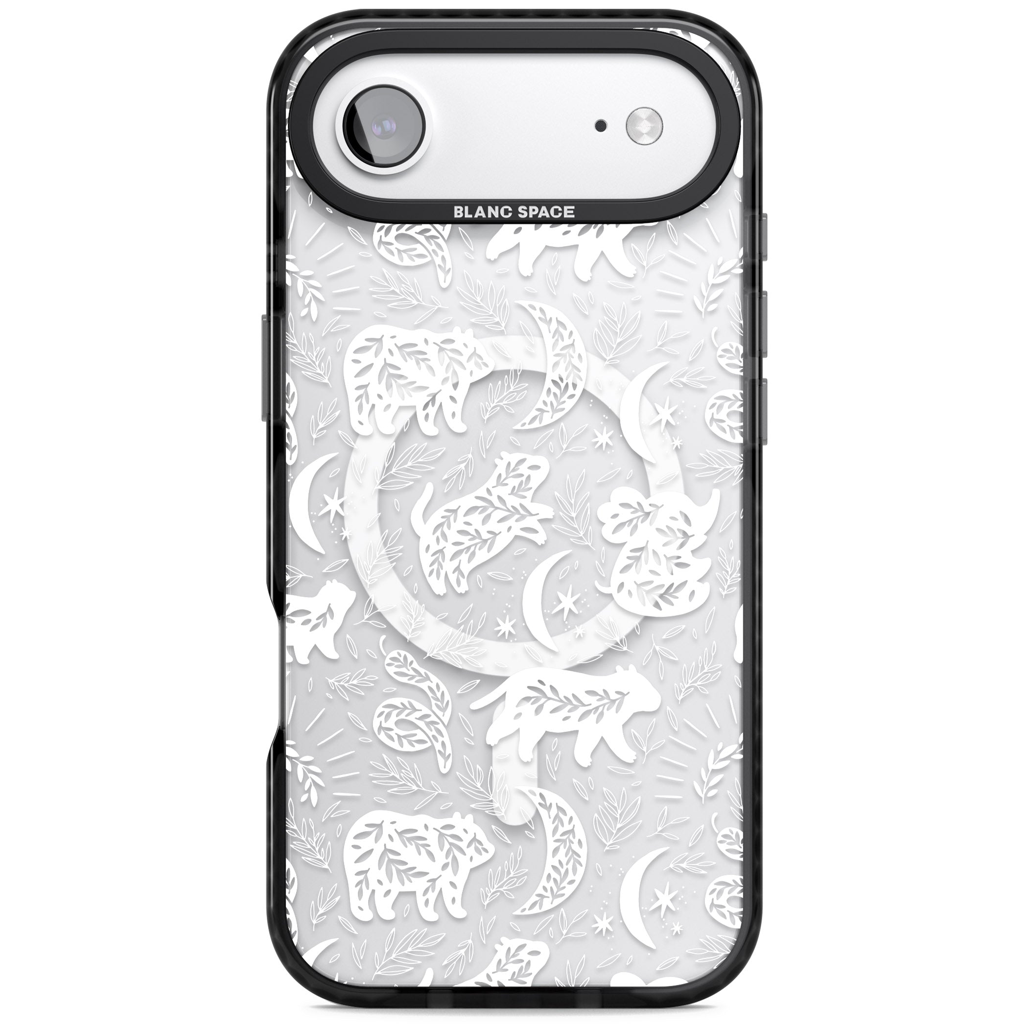 Forest Animal Silhouettes: White/Clear iPhone 17 Air Impact Pro Black Phone Case