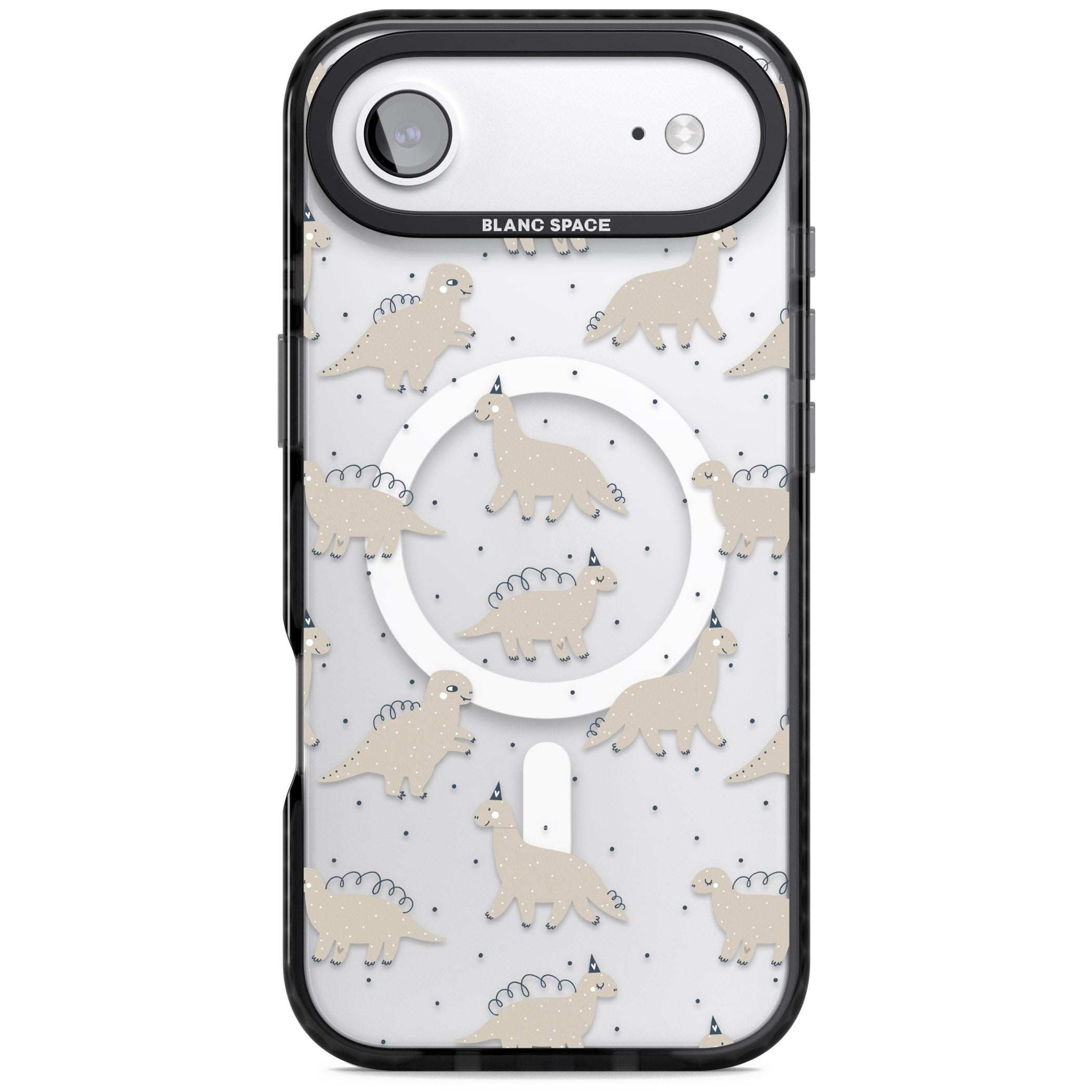 Adorable Dino Pattern iPhone 17 Air Impact Pro Black Phone Case