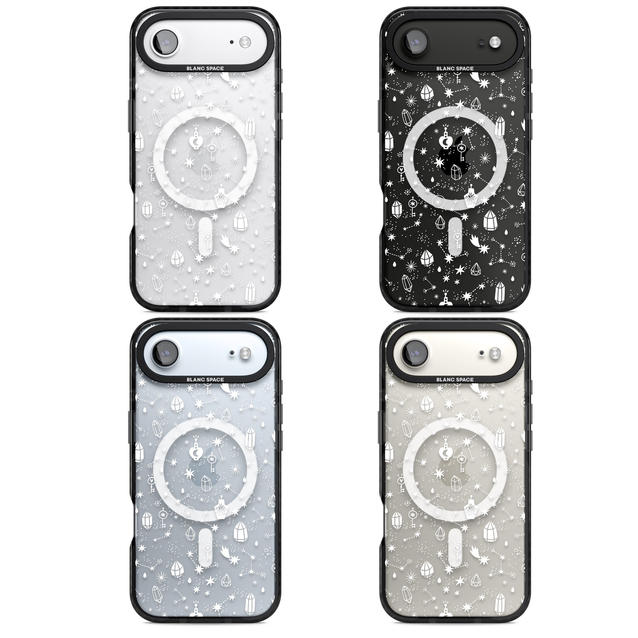 White Cosmic Crystal iPhone 17 Air Impact Pro Black Phone Case APT Impact Protection