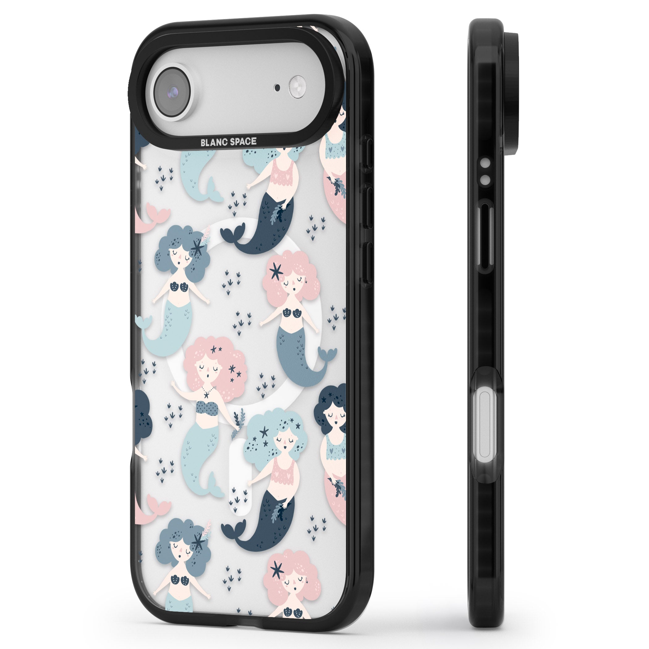 Pastel Mermaids iPhone 17 Air Impact Pro Black Phone Case Side Profile