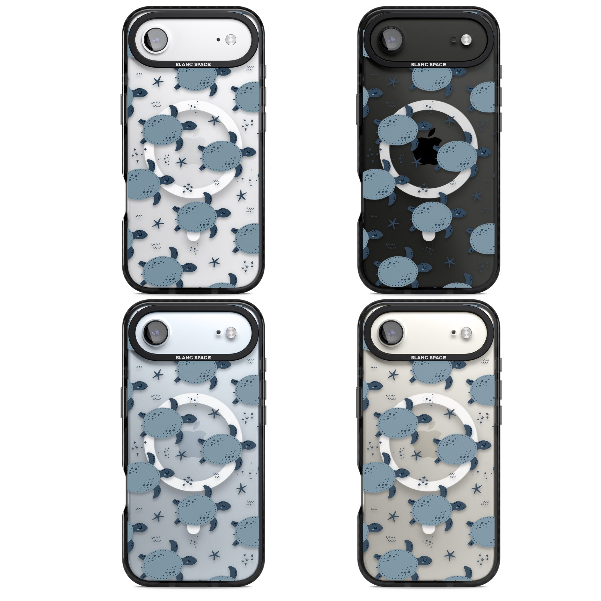 Under The Sea Patterns Sea Turtles (Clear) iPhone 17 Air Impact Pro Black Phone Case APT Impact Protection