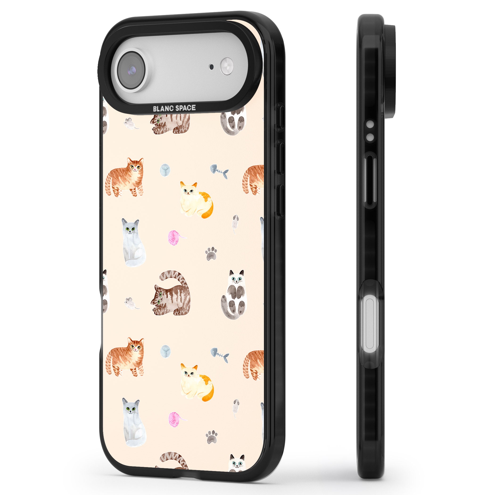 Cat Playground iPhone 17 Air Impact Pro Black Phone Case Side Profile