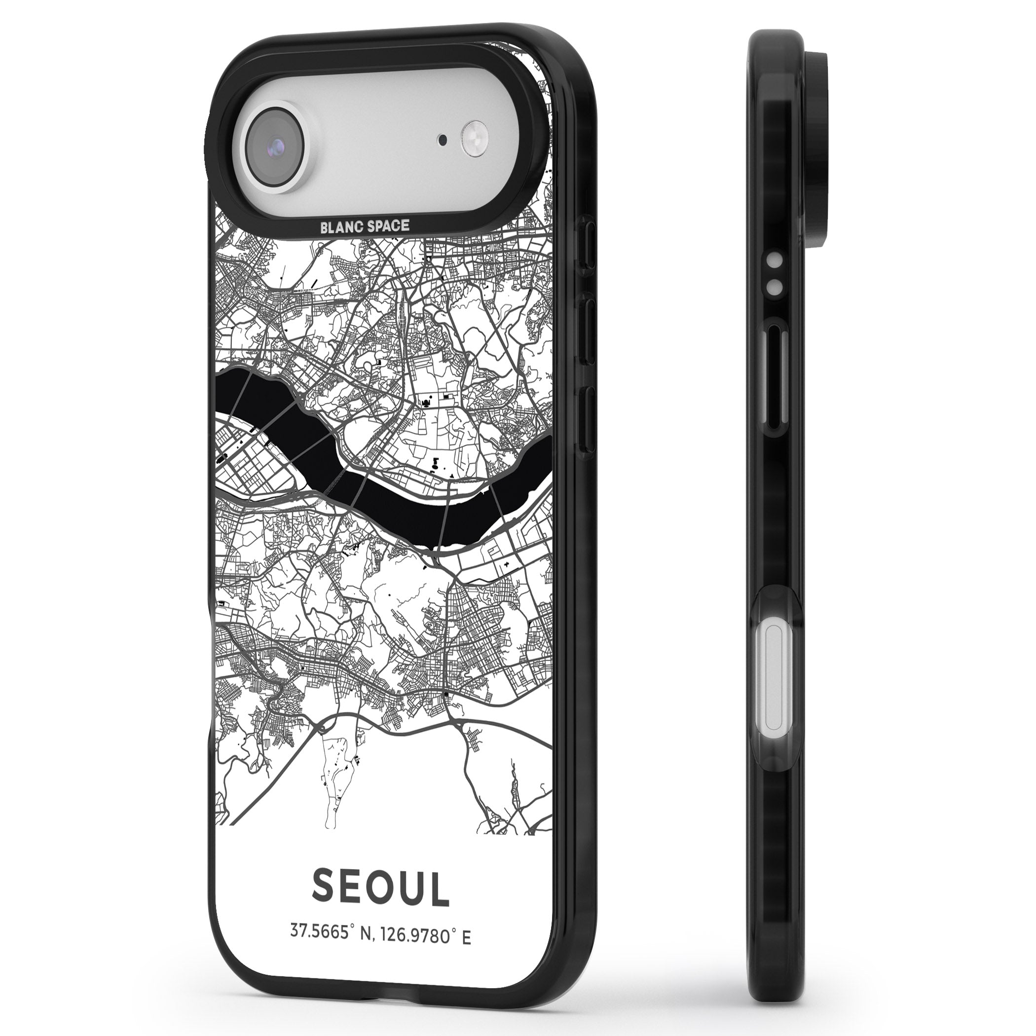 Seoul City Map iPhone 17 Air Impact Pro Black Phone Case Side Profile