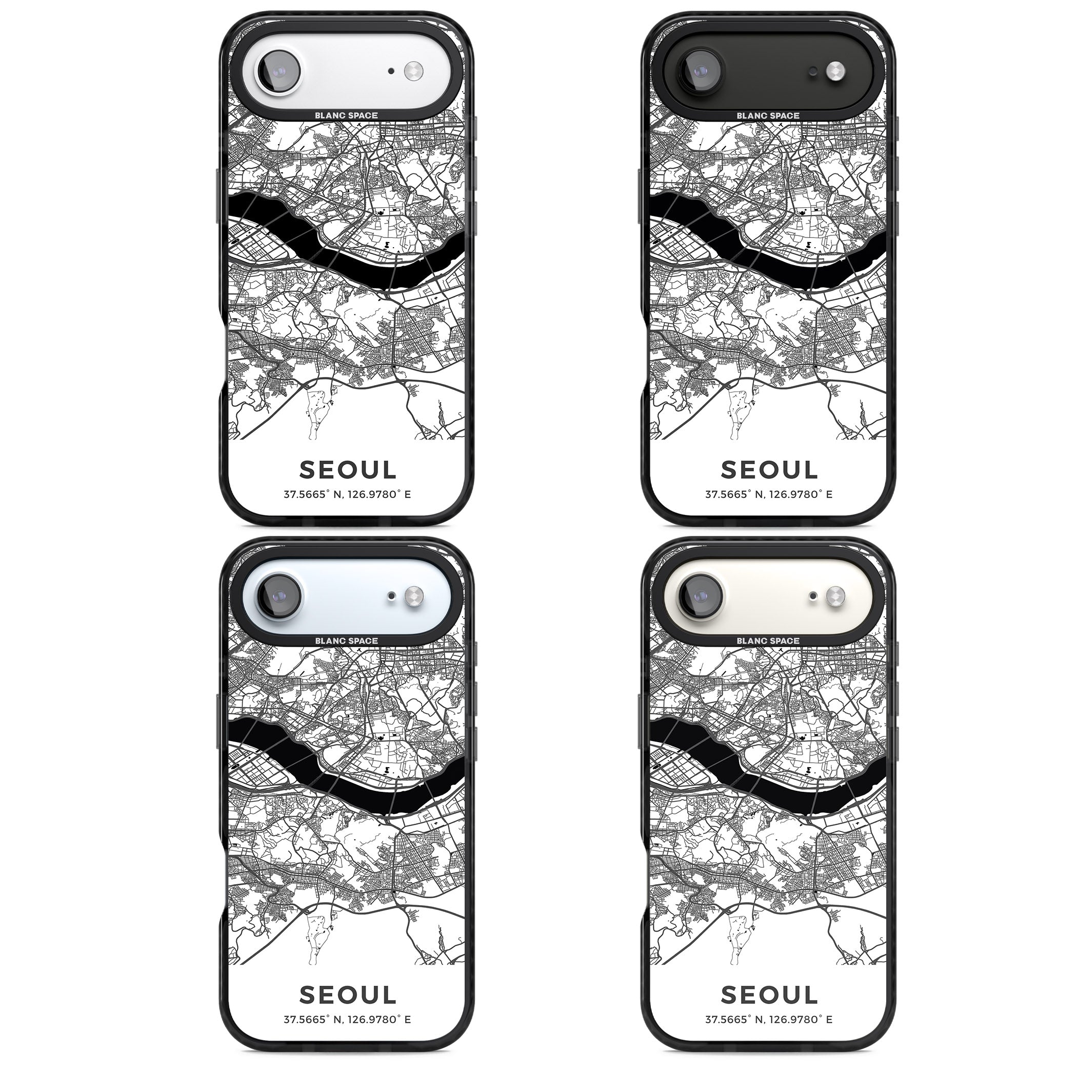 Seoul City Map iPhone 17 Air Impact Pro Black Phone Case APT Impact Protection