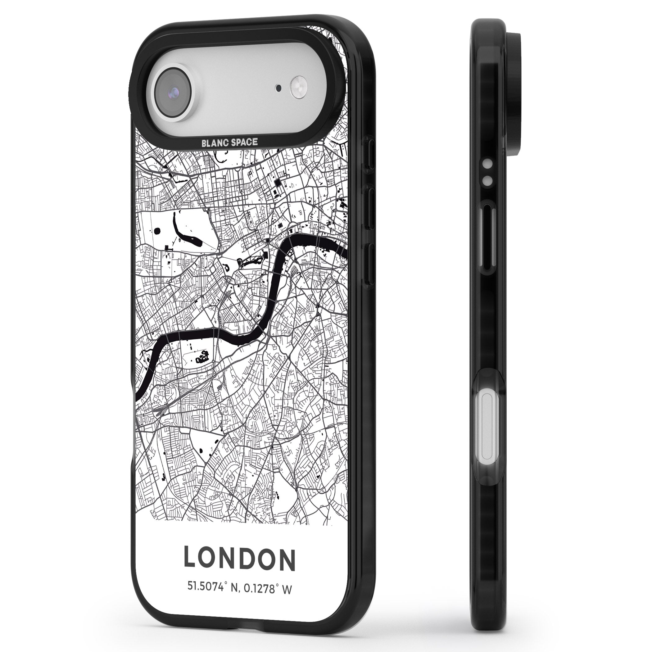 London Map iPhone 17 Air Impact Pro Black Phone Case Side Profile