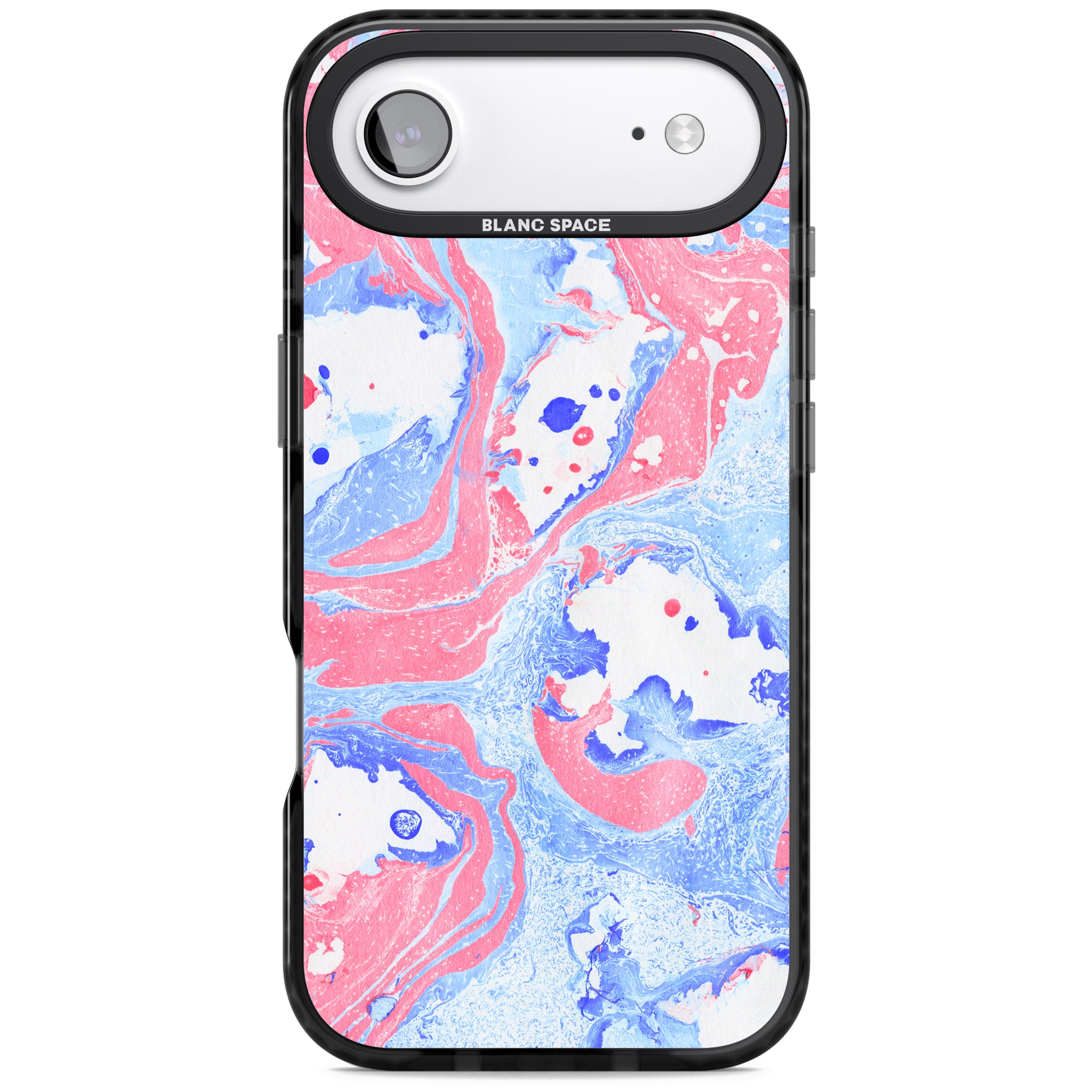 Pink, Blue & White Marbled Paper Pattern iPhone 17 Air Impact Pro Black Phone Case