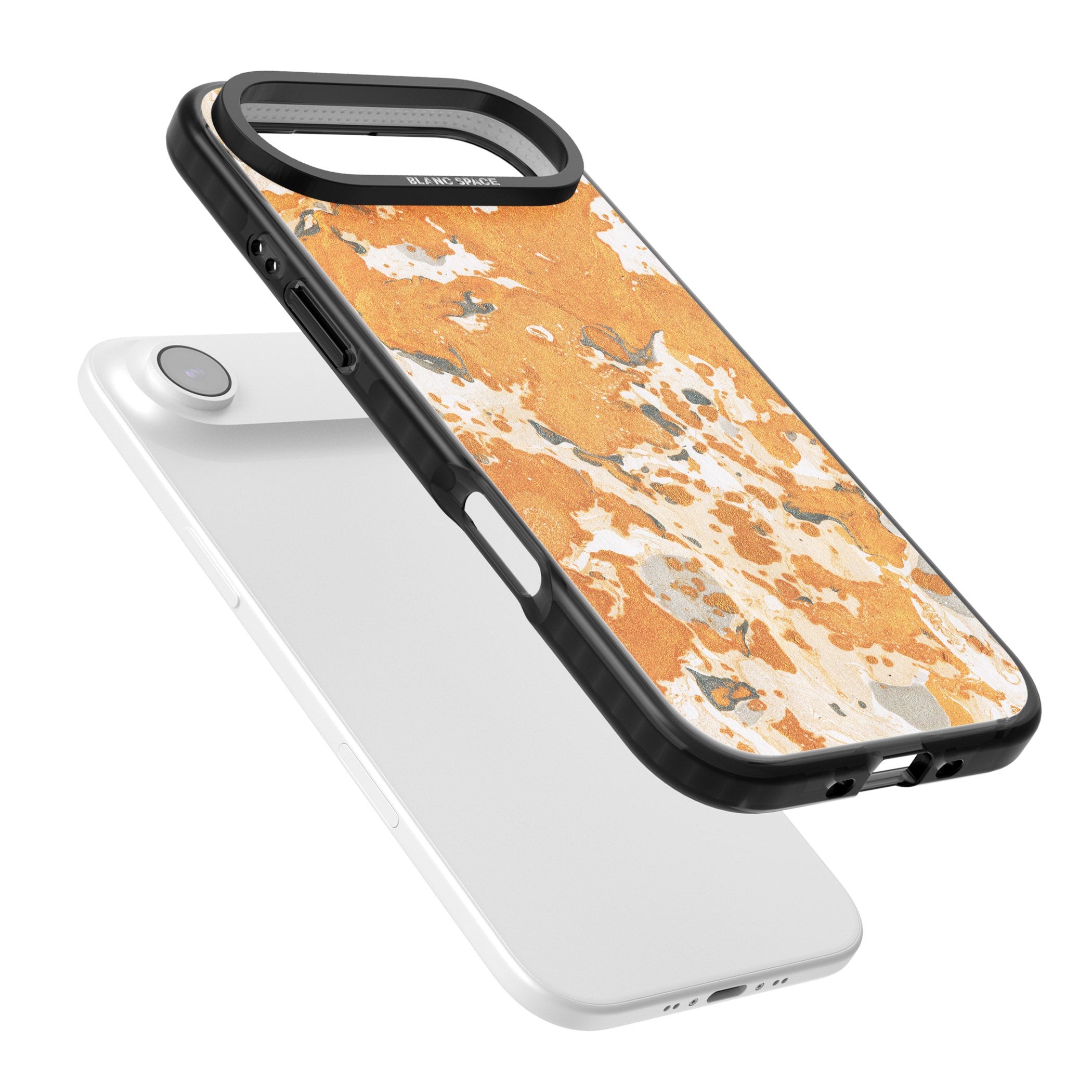 Orange Marbled iPhone 17 Air Impact Pro Black Phone Case Colours