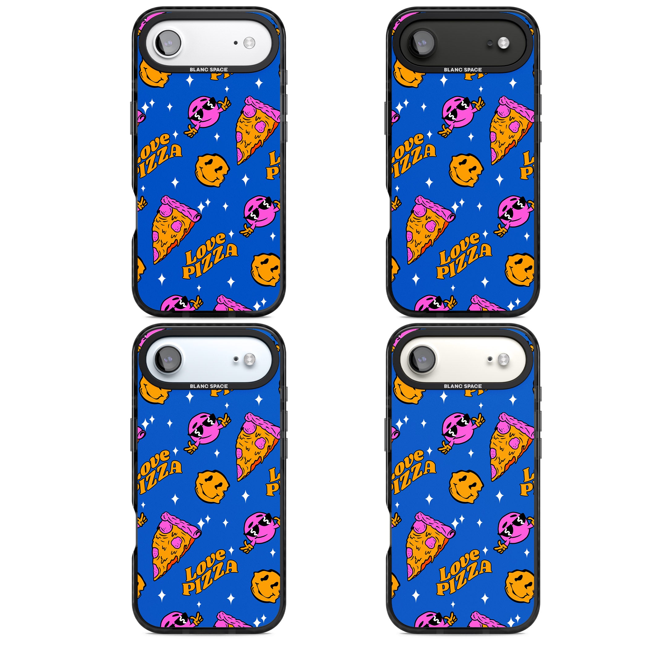 Psychedelic Love Pizza Pattern iPhone 17 Air Impact Pro Black Phone Case APT Impact Protection