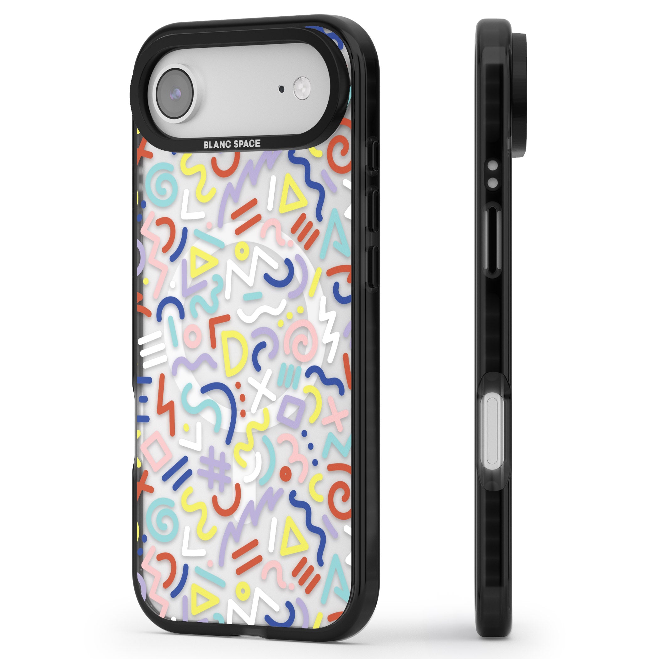 Colorful Retro Pattern iPhone 17 Air Impact Pro Black Phone Case Side Profile