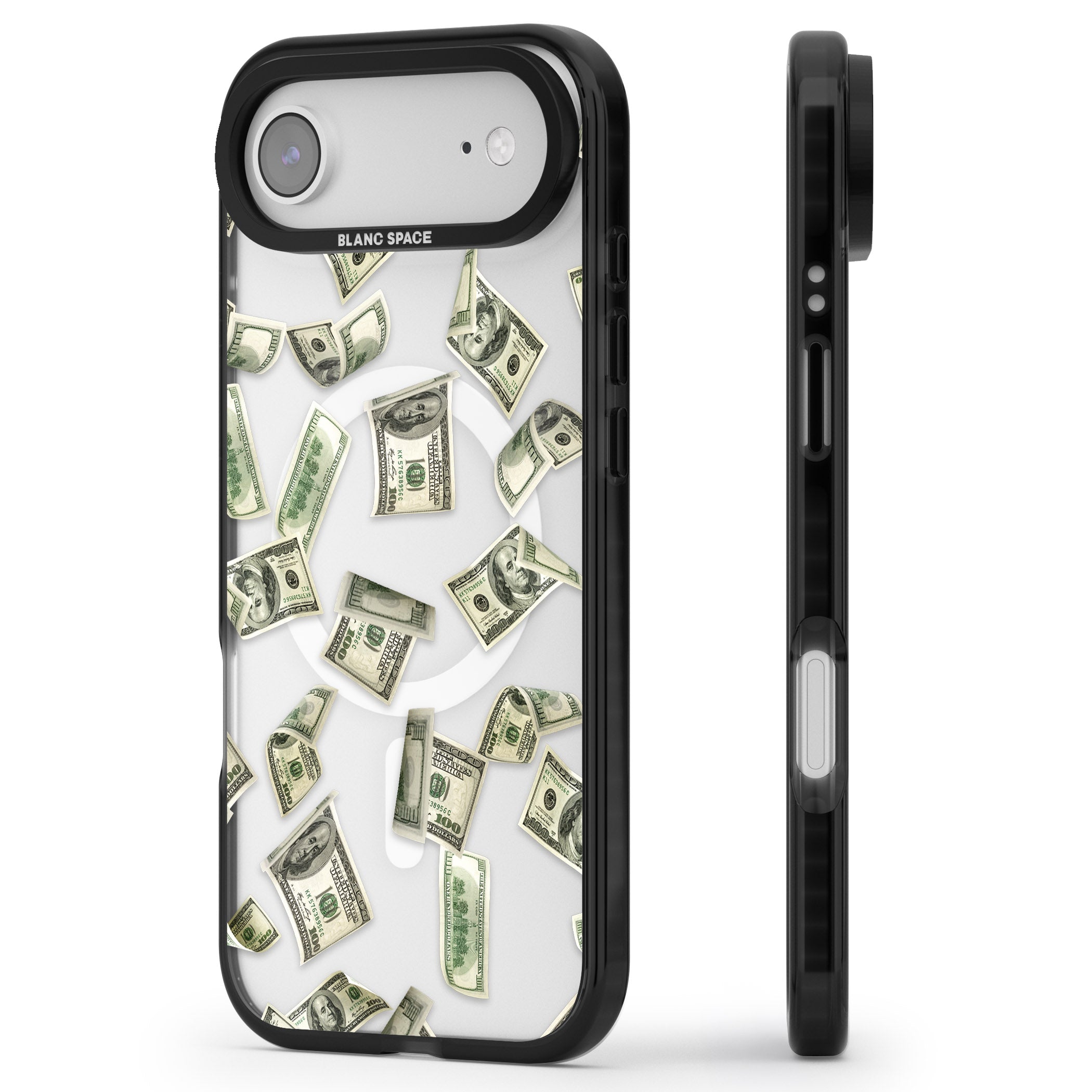 Falling Cash iPhone 17 Air Impact Pro Black Phone Case Side Profile