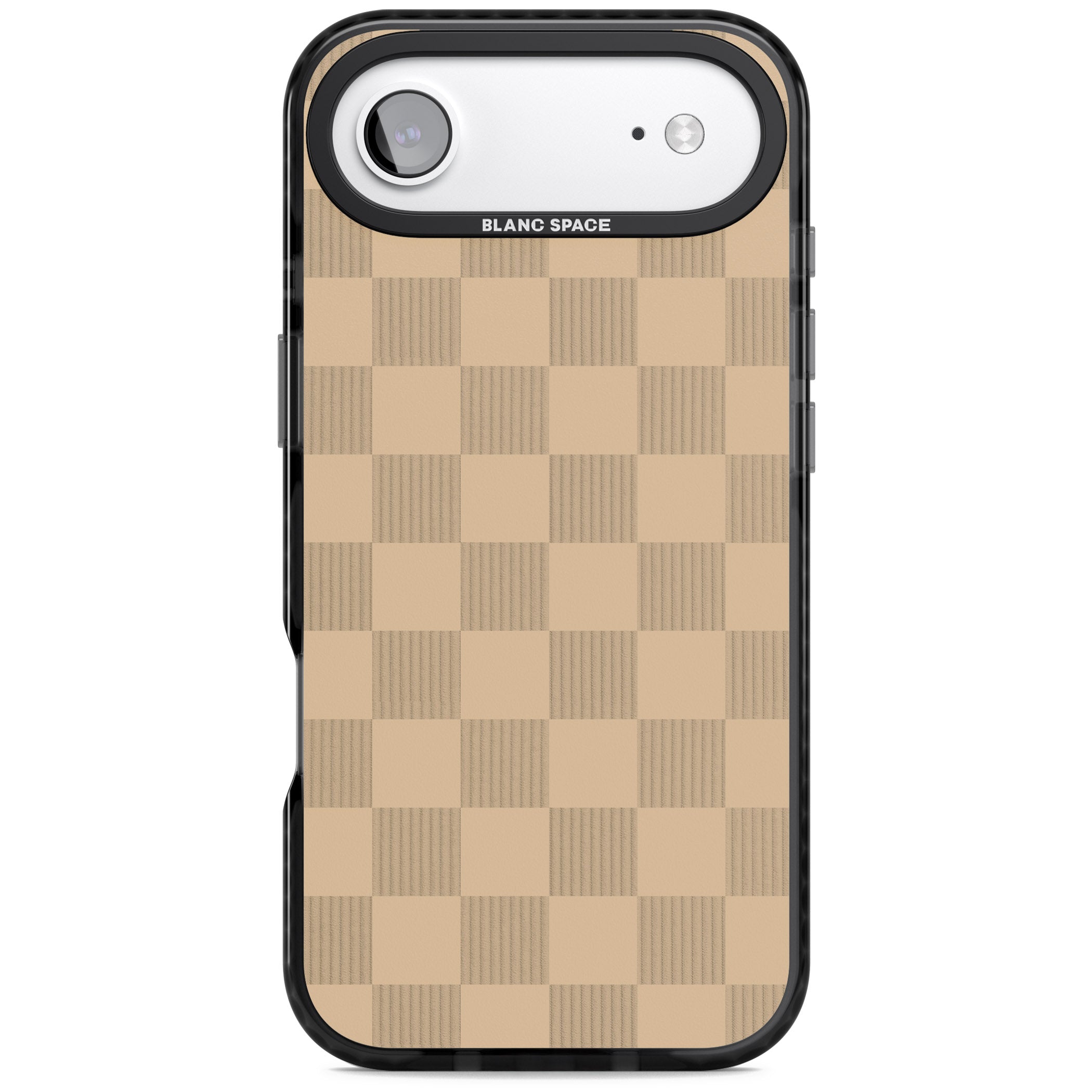 Beige Checkered iPhone 17 Air Impact Pro Black Phone Case