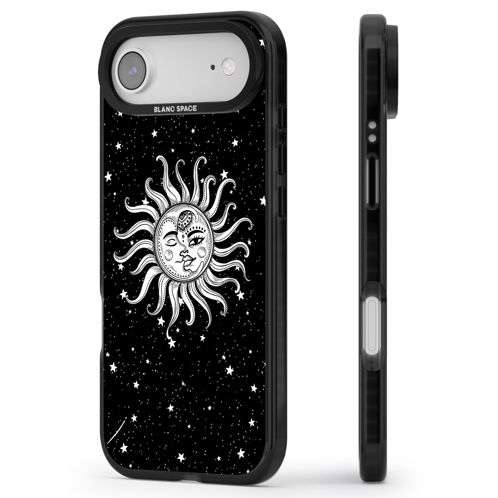 Mystic Sun Moon iPhone 17 Air Impact Pro Black Phone Case Side Profile